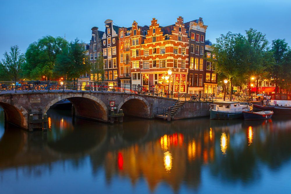 Амстердам Нидерланды Голландия ночь канал мост, Коваленкова Ольга
