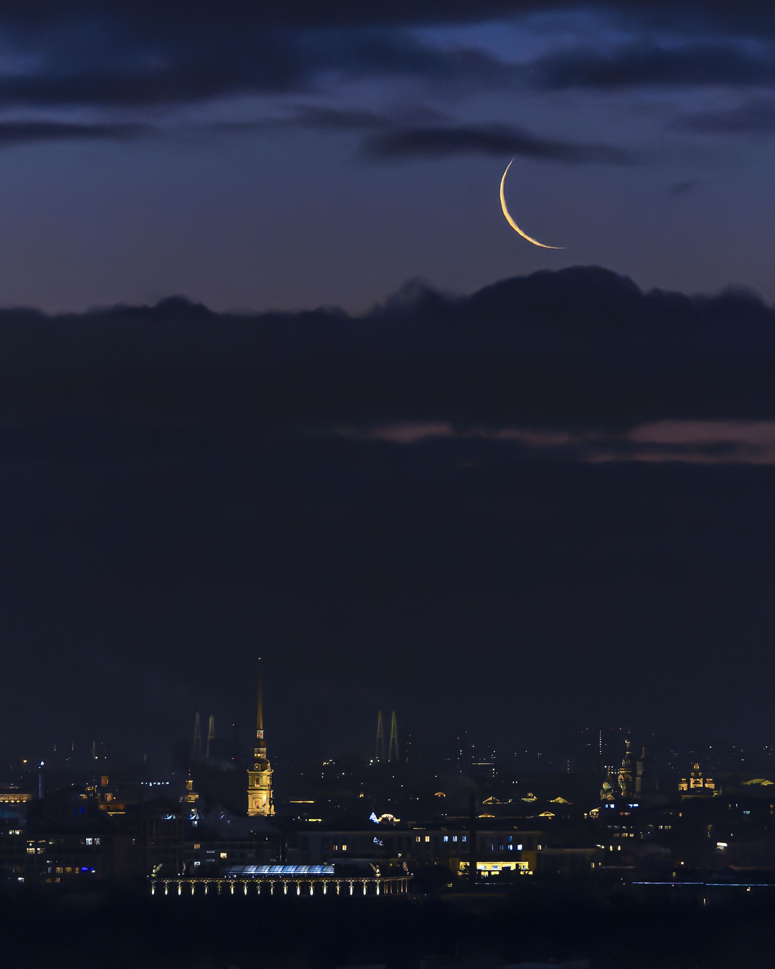 спб, петербург, месяц, осень, утро, петропавловка, ночной петербург, Руслан Pl