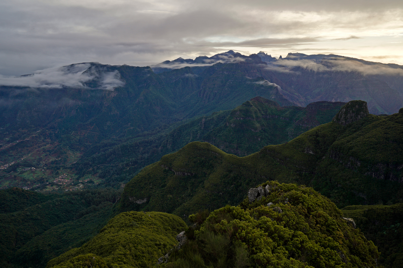 madera, island, peak, mountains , sunrise, clouds , green, Rafal