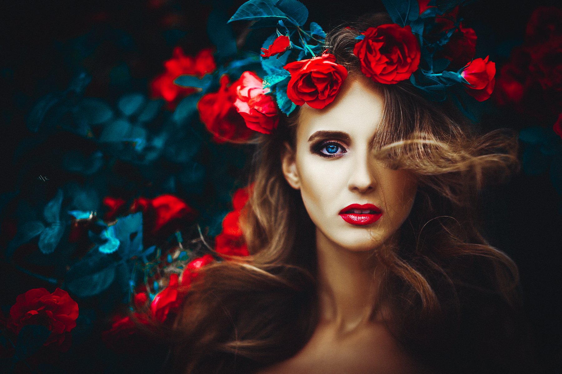 Flowers, Portrait, Roses, Toning, Woman, Руслан Болгов (Axe)