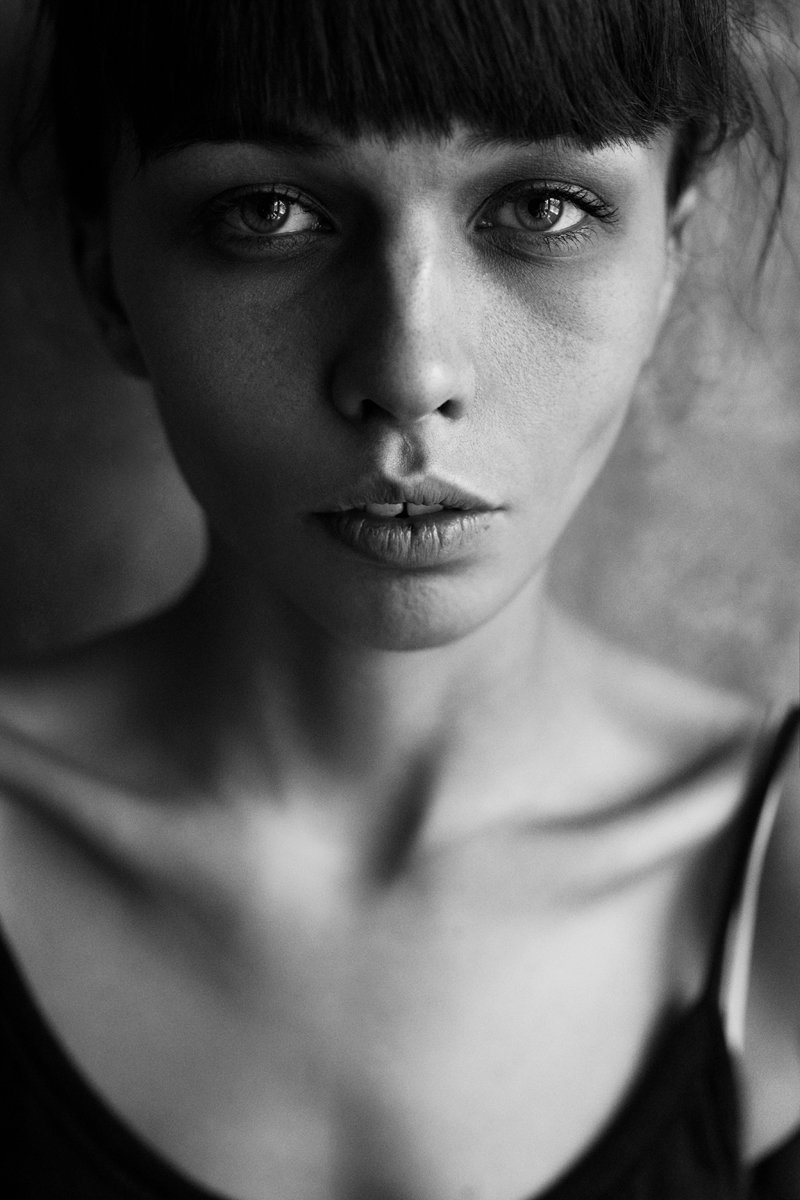 Beautiful, Black and white, Bw, Eyes, Girl, Light, Portrait, Виктор Корнеев