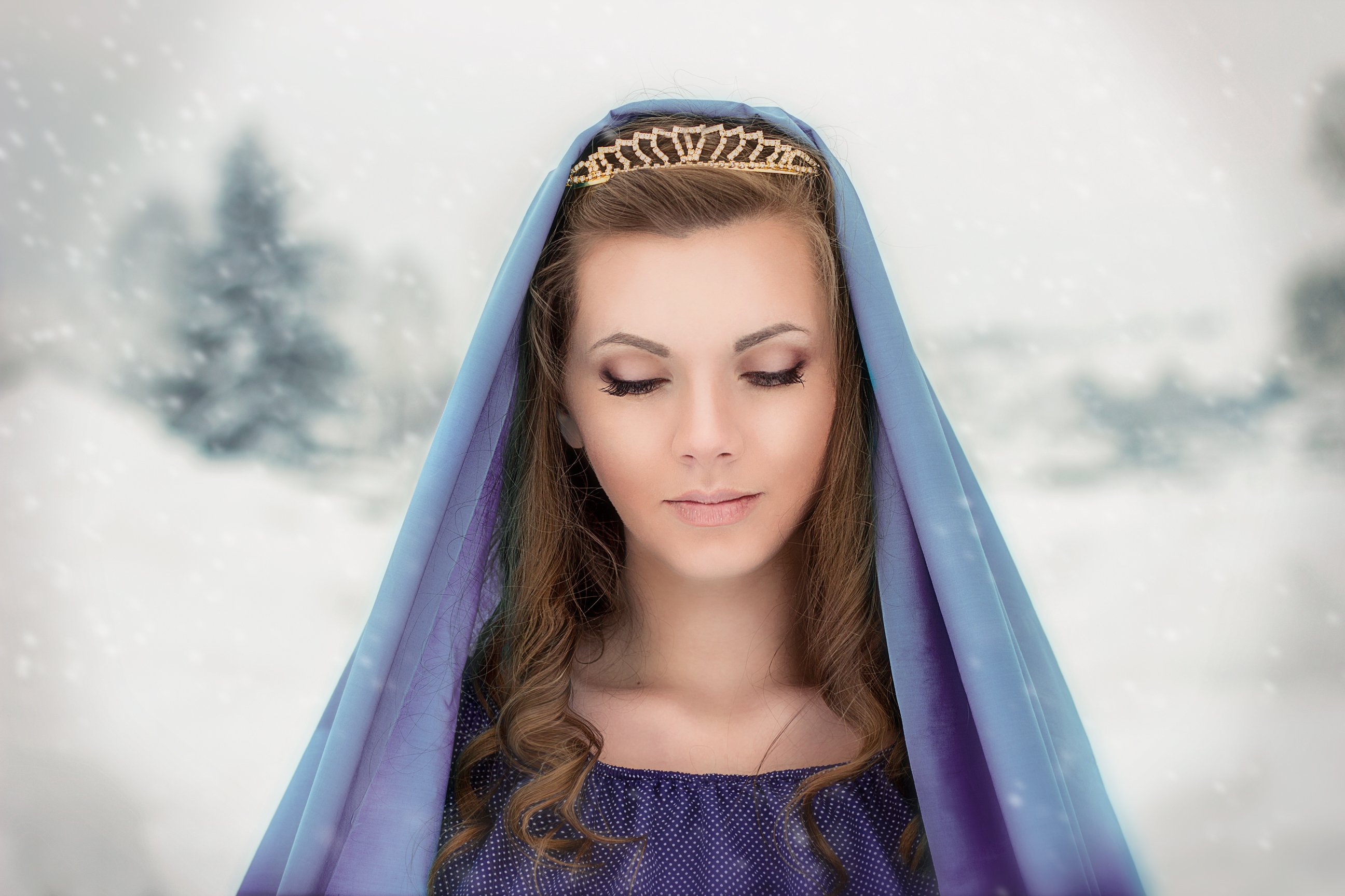 girl, snow, snowwhite, queen, look, beauty, blue, portrait, Виноградова Анастасия