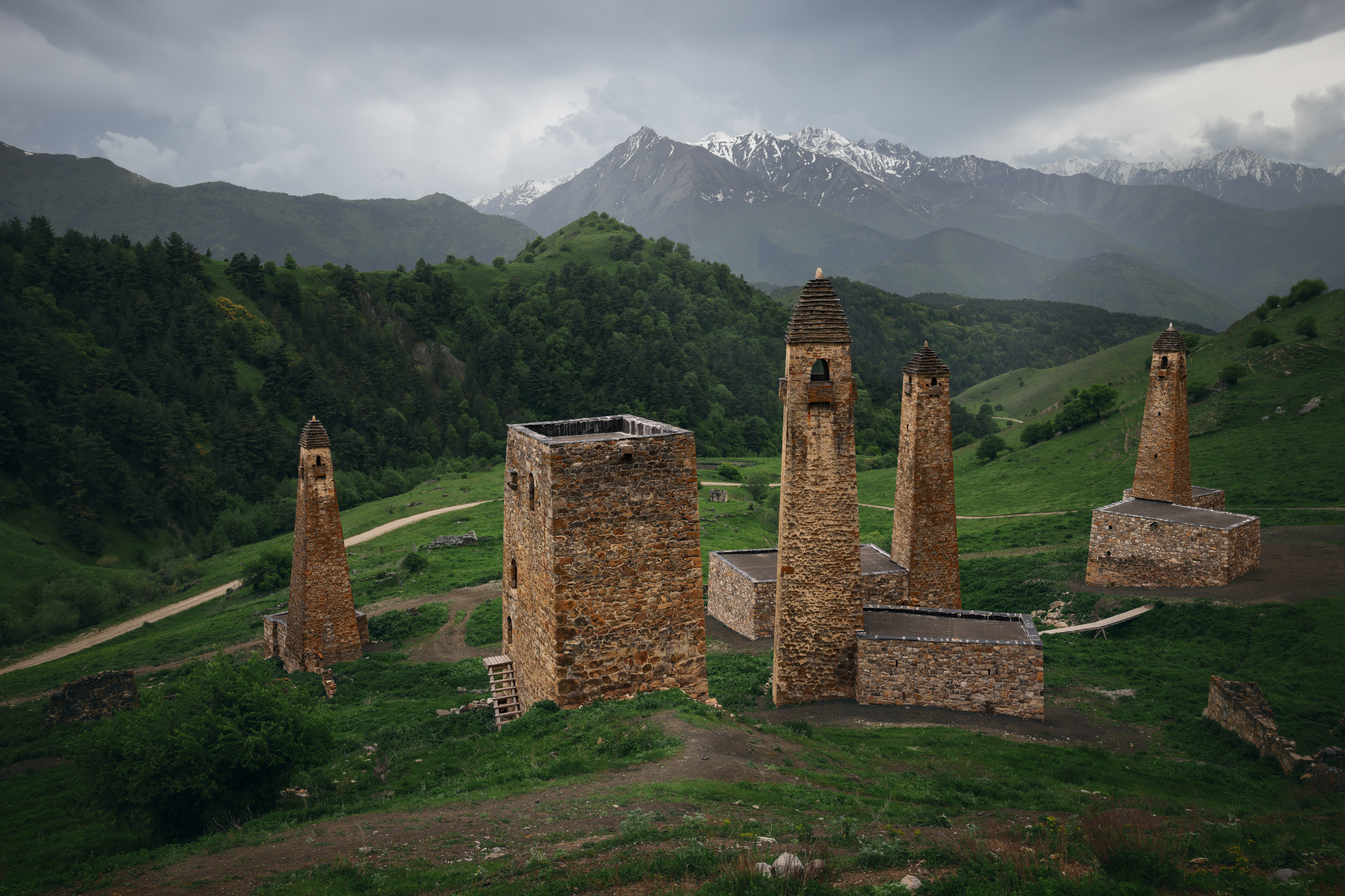 пейзаж, башни, кавказ, ингушетия, горы, Андрей