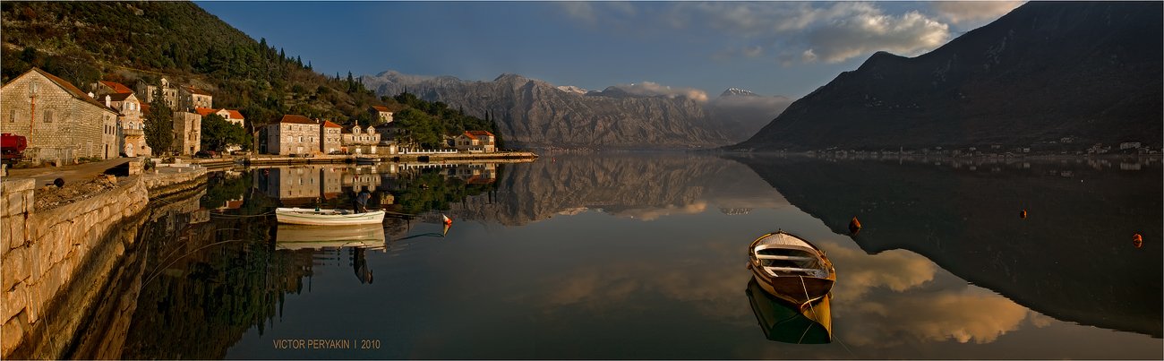 черногория, пераст, городок, панорама, вечер, январь, волшебство, закат, Виктор Перякин