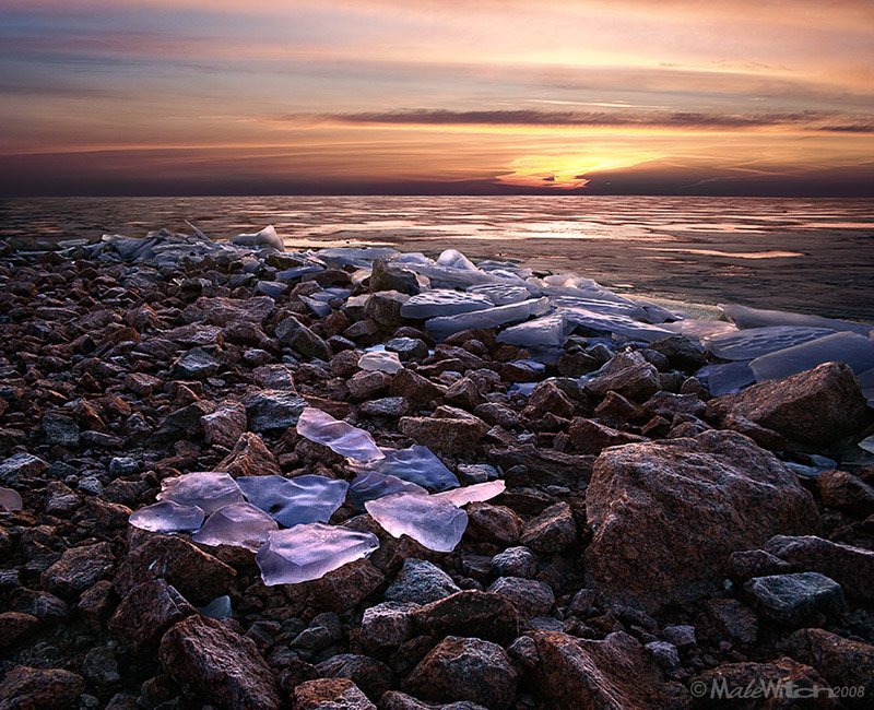 лёд, камень, пейзаж, зима, закат, природа, nature, landscape, ice, winter, sunset, stone, Максим Малевич