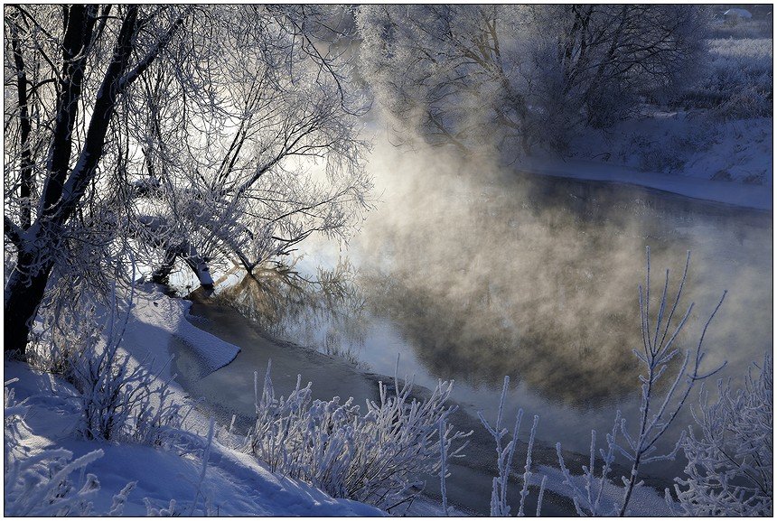 река, пахра, мороз, снег, иней, солнце, Григорий Иващенко