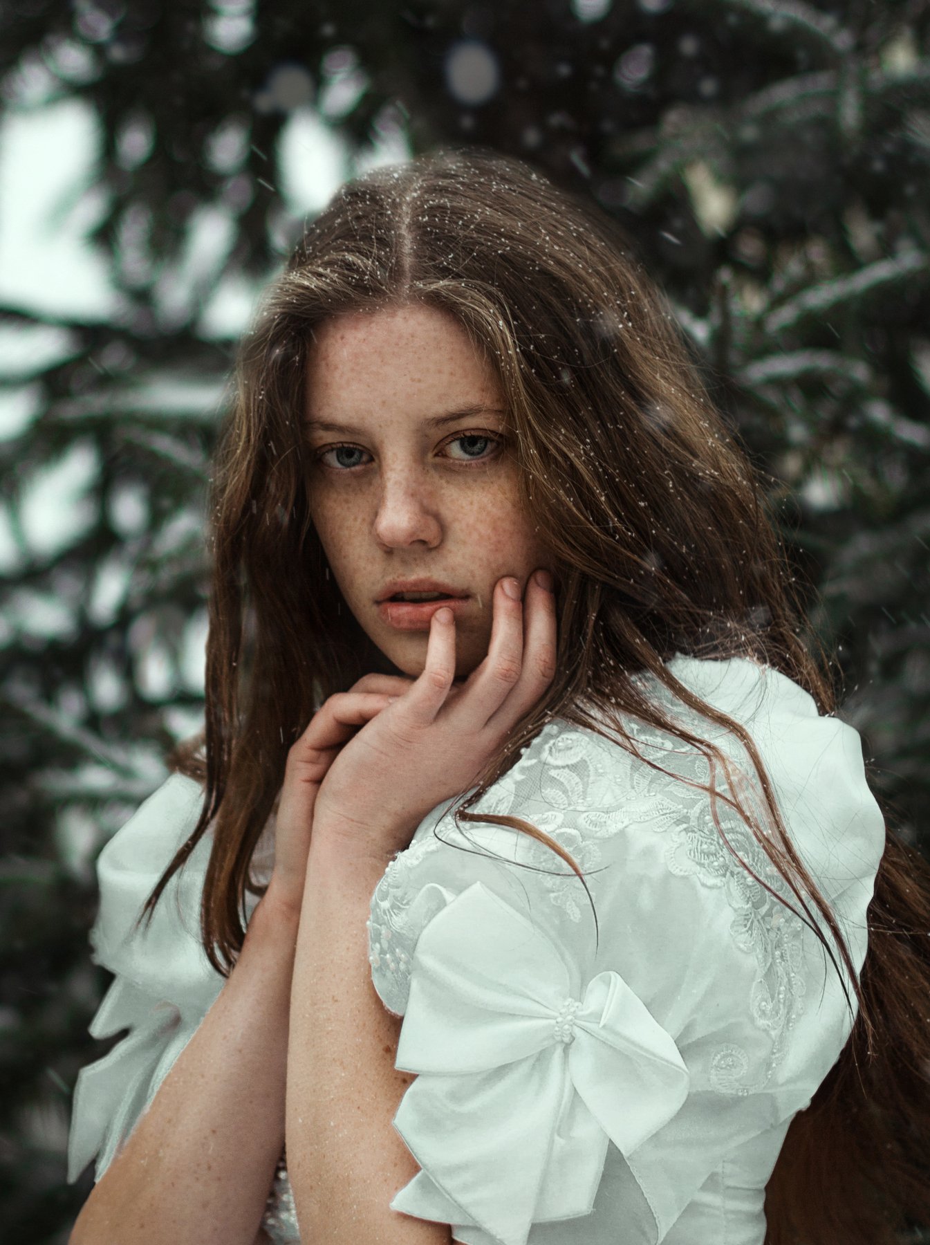 девушка портрет лес сказка зима рыжа веснушки, Комарова Настя