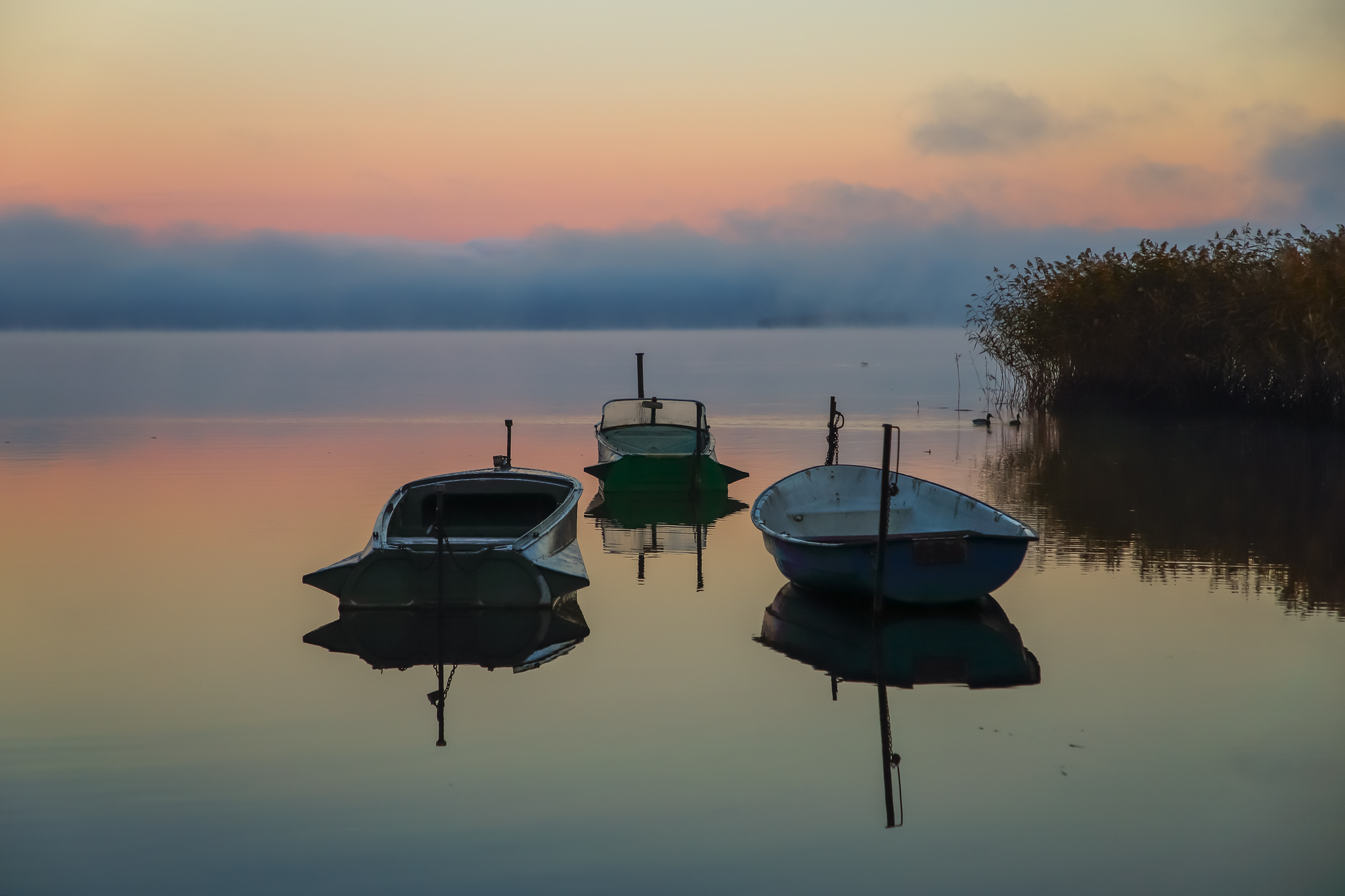 озеро, пейзаж, облака, отражение, утро, Мурзинов Виктор