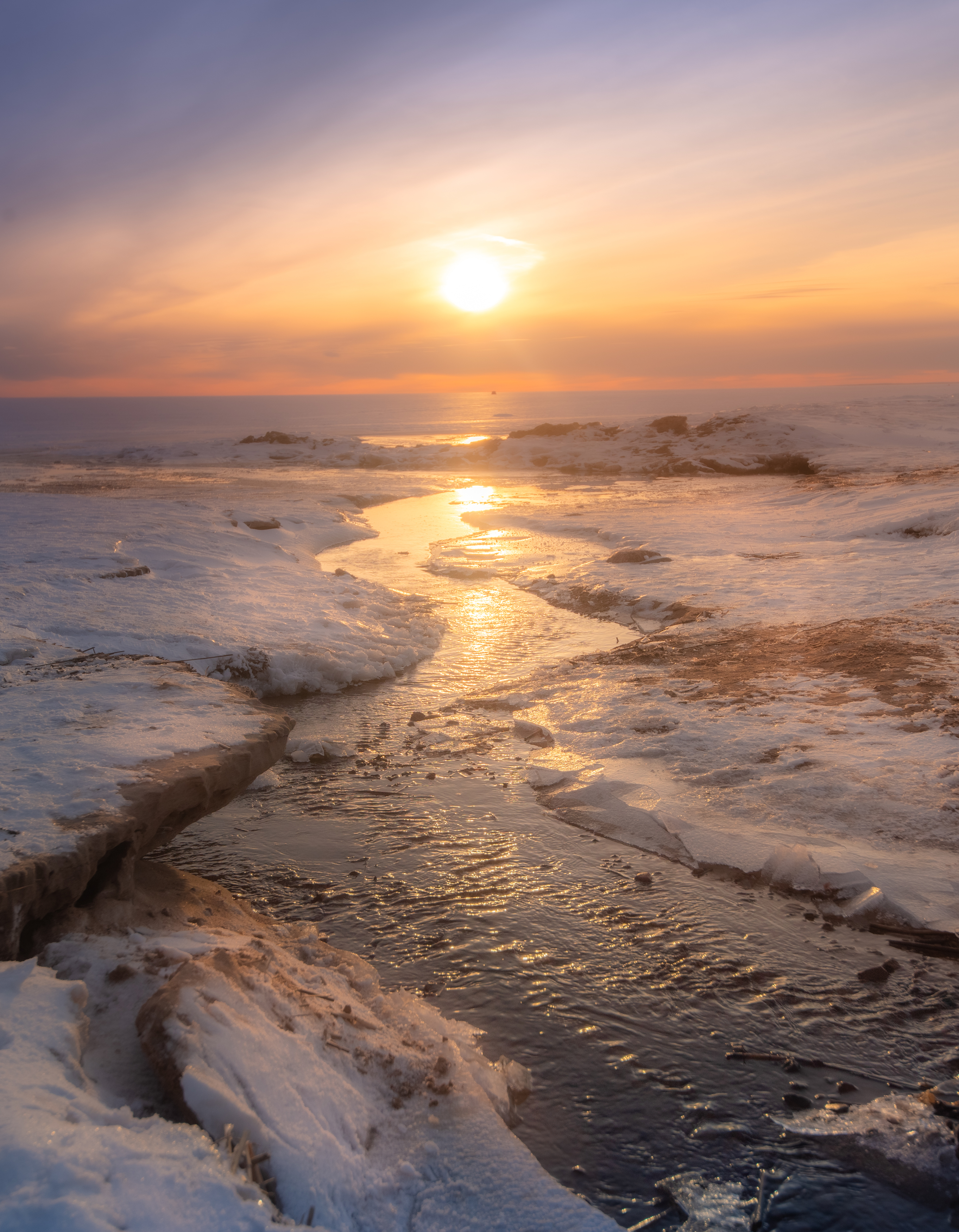 снег, солнце, закат, мороз, море, Khlebnikova Ekaterina