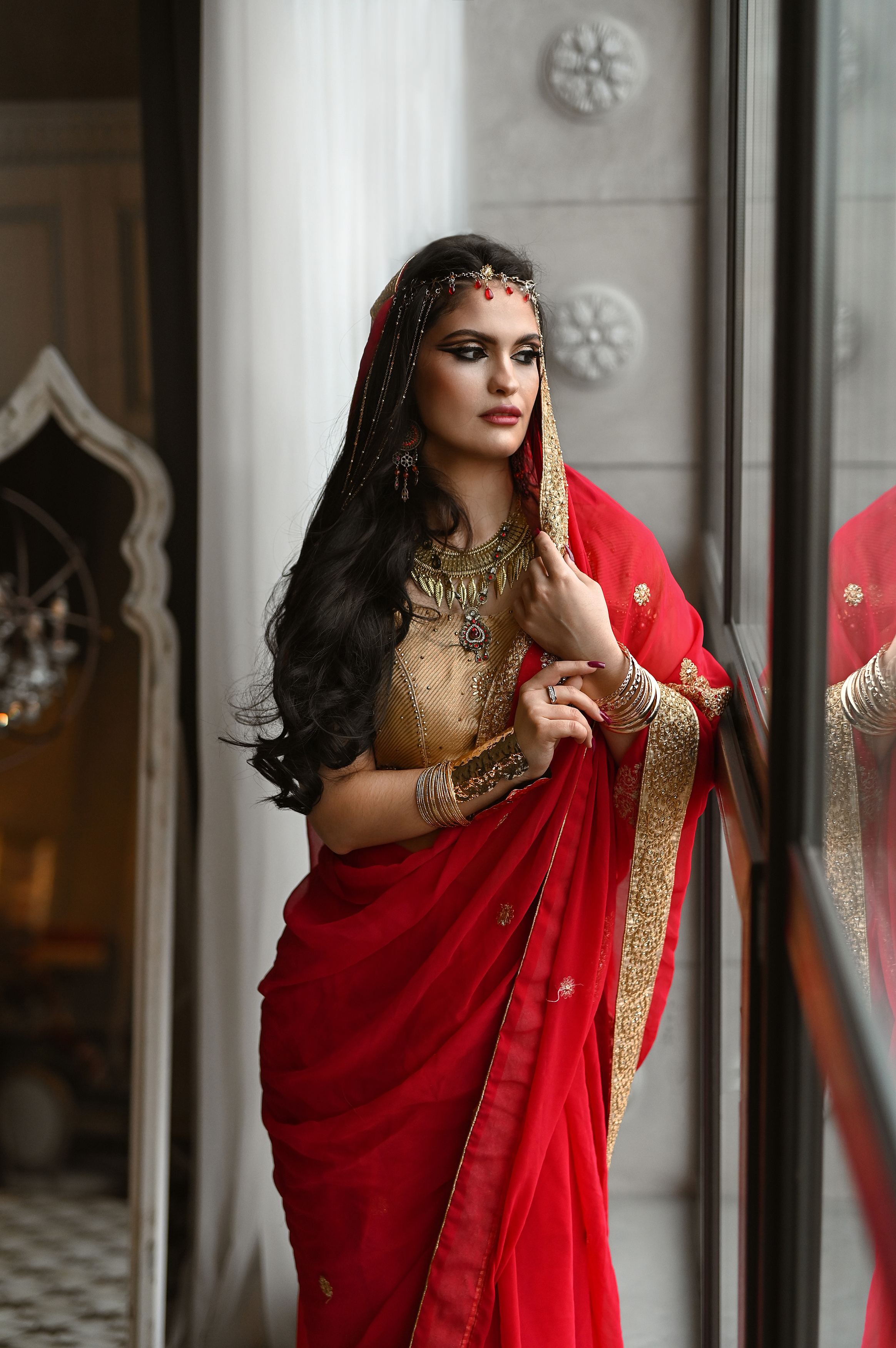 Портрет, Девушка, индия , красный, Келлер Ольга