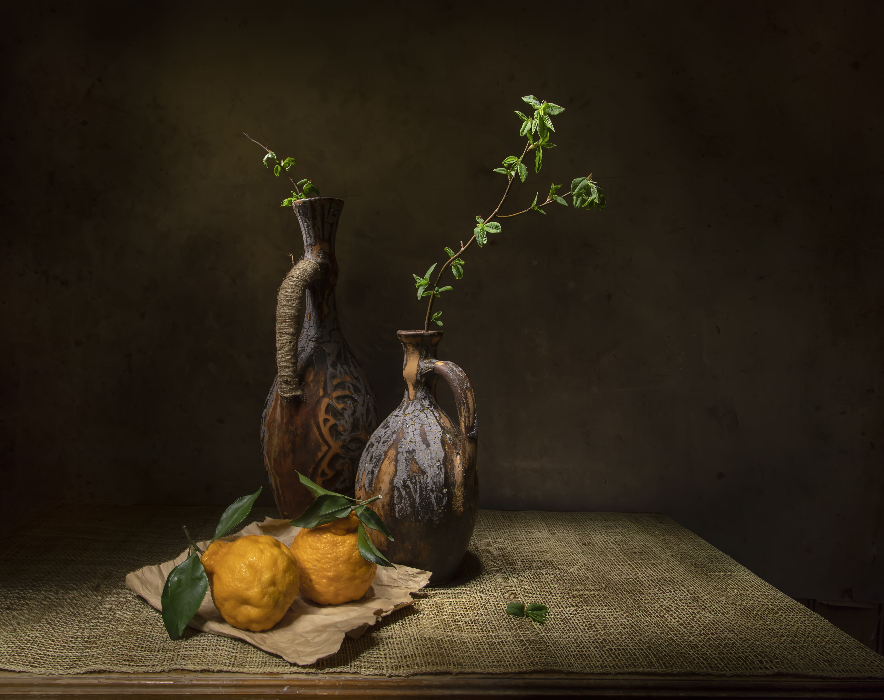 натюрморт, кувшин, кувшины, мандарин, мандарины, Татьяна Феденкова