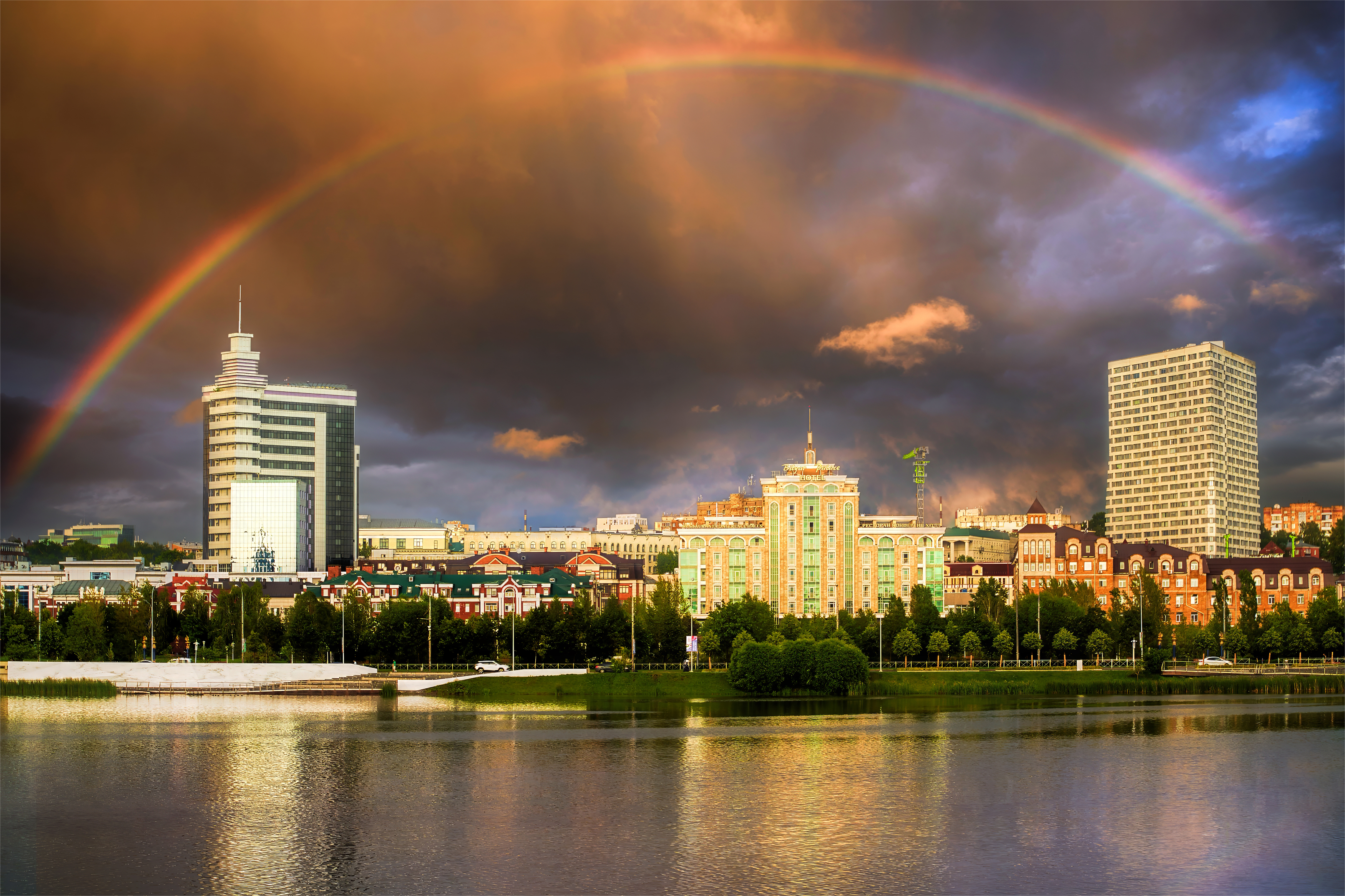Казань, город, озеро, небо, радуга, архитектура, Михаил Кудрявцев