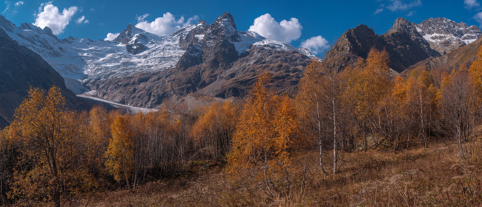 домбай, алибек, ледник, ущелье, осень, панорама, горы, кавказ, карачаево_черкесия, Арсен Алабердов