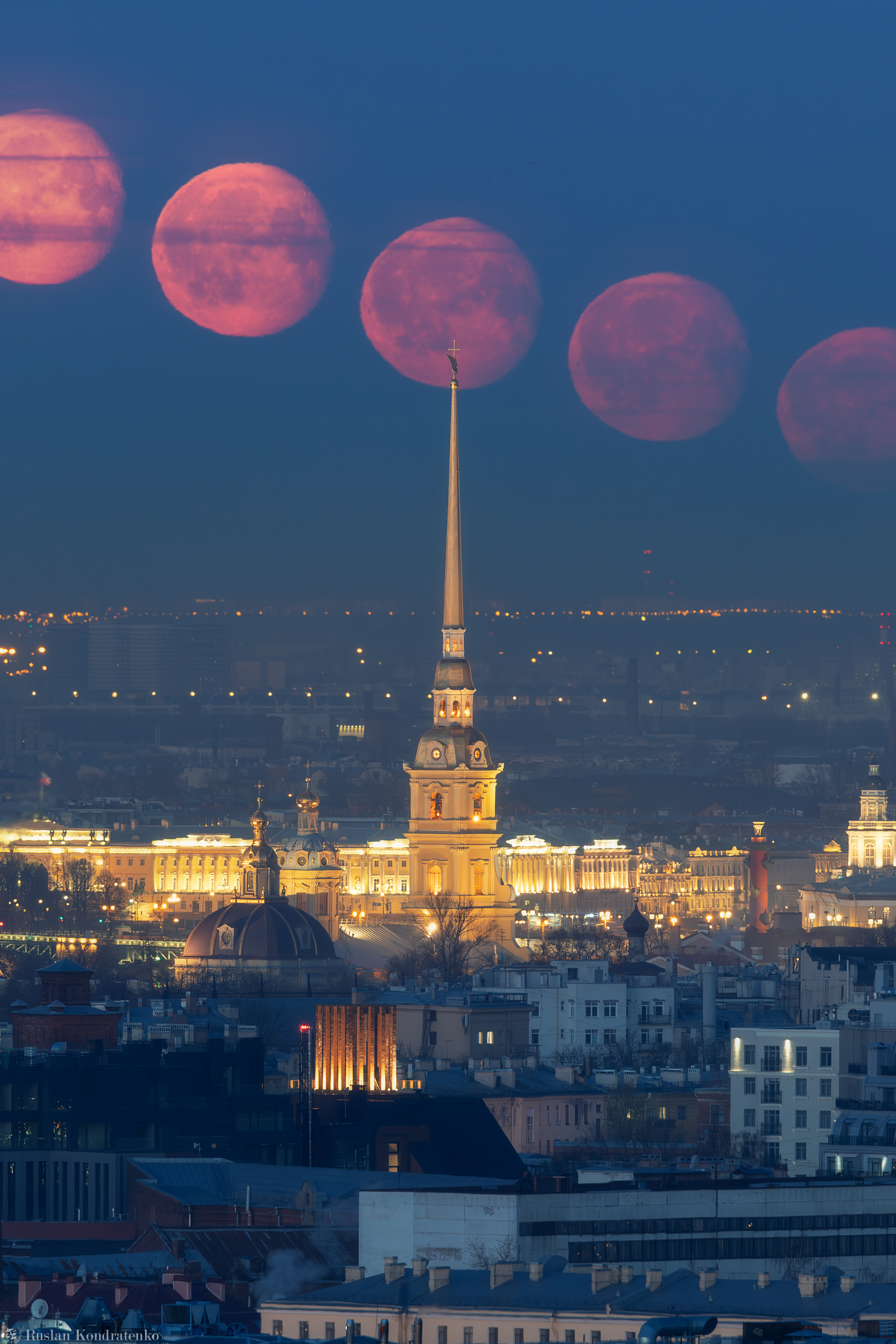 санкт-петербург, луна, заход луны, прострел, секвенция, секвенция с луной, петропавлоский собор, Кондратенко Руслан
