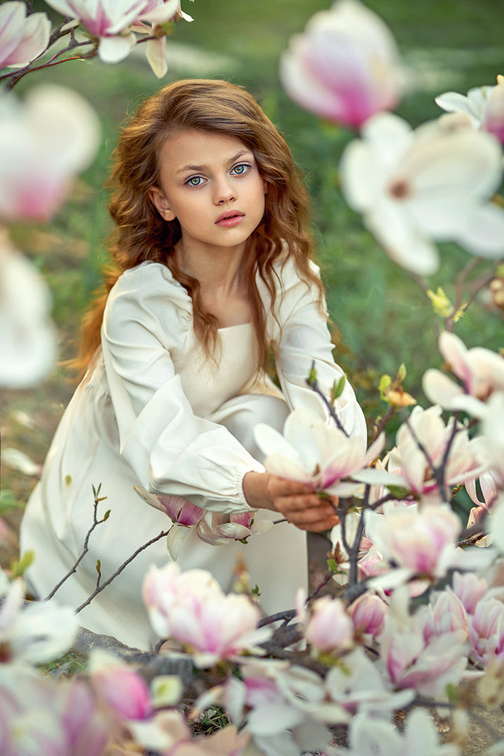 портрет, детский портрет модель, девочка,магнолия, детский фотограф, детский фотограф москва, Анастасия Чупико