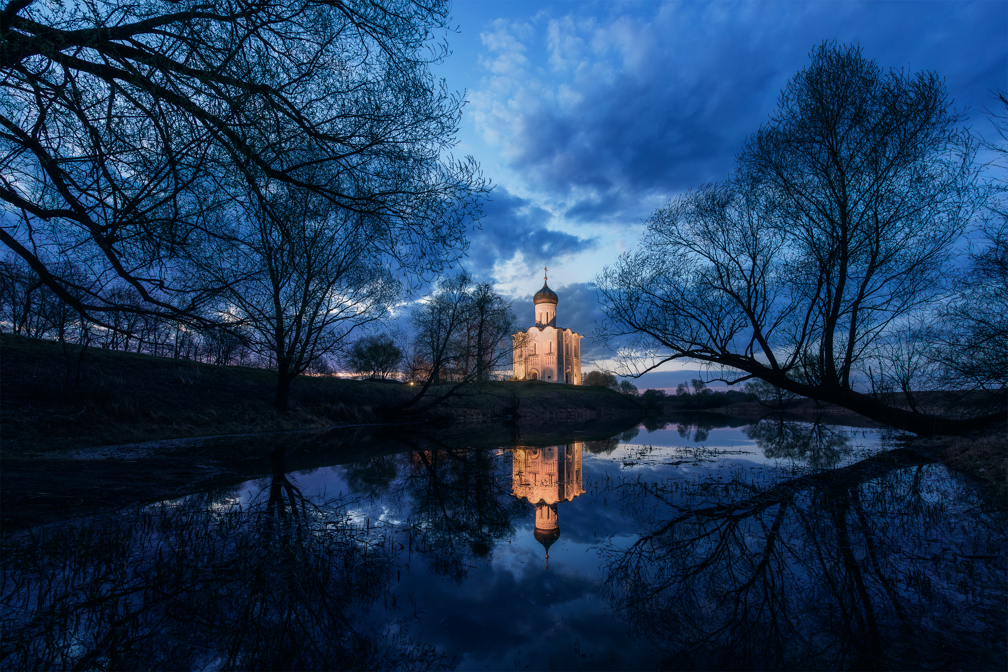 боголюбово, покрова на нерли, владимирская область, церковь, рассвет, нерль, разлив, храм, покрова, весна, Vladimir, Телешов Александр