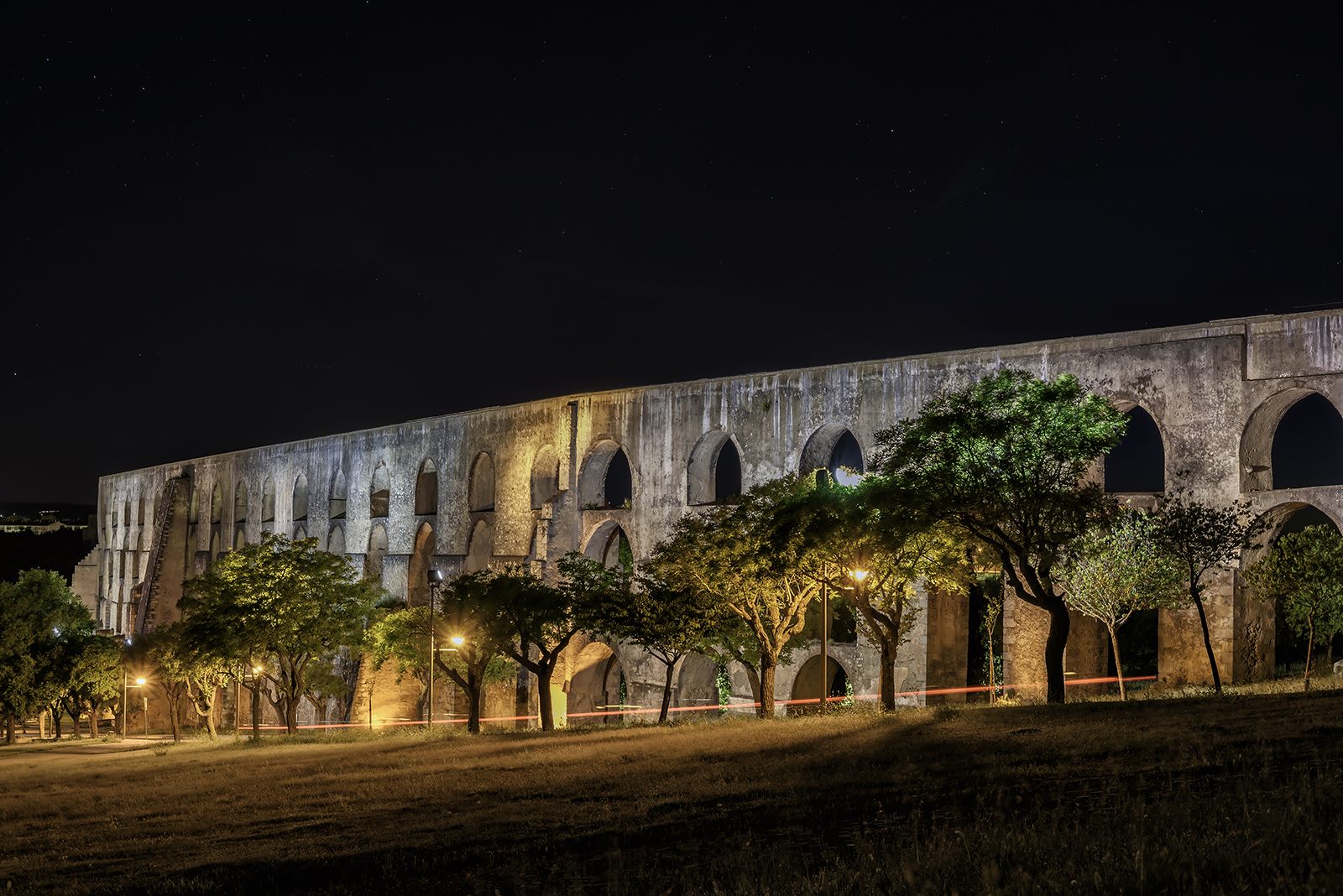 aqueduct, night, Veaceslav Chisalita
