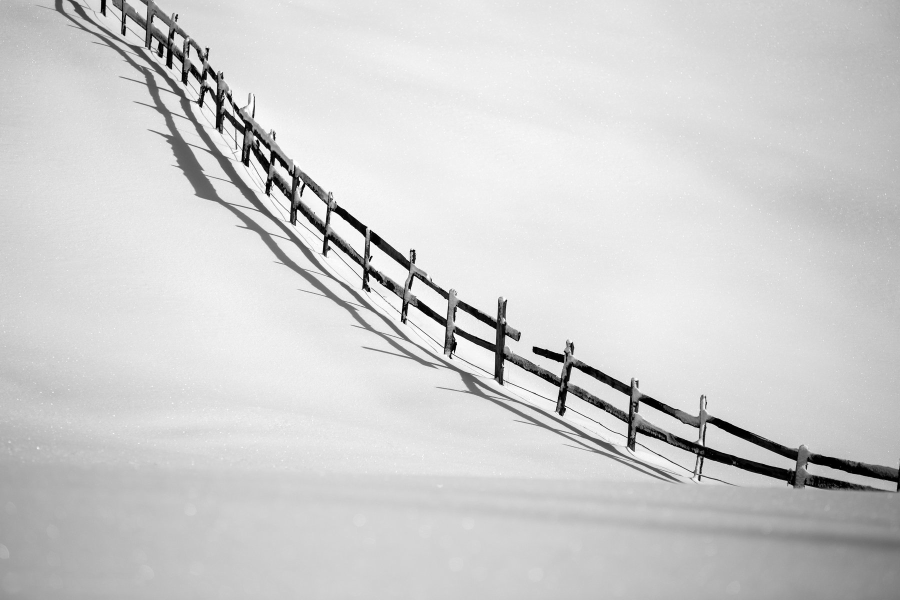 winter,snow,fence,white,black,minimalism, Marius Turc