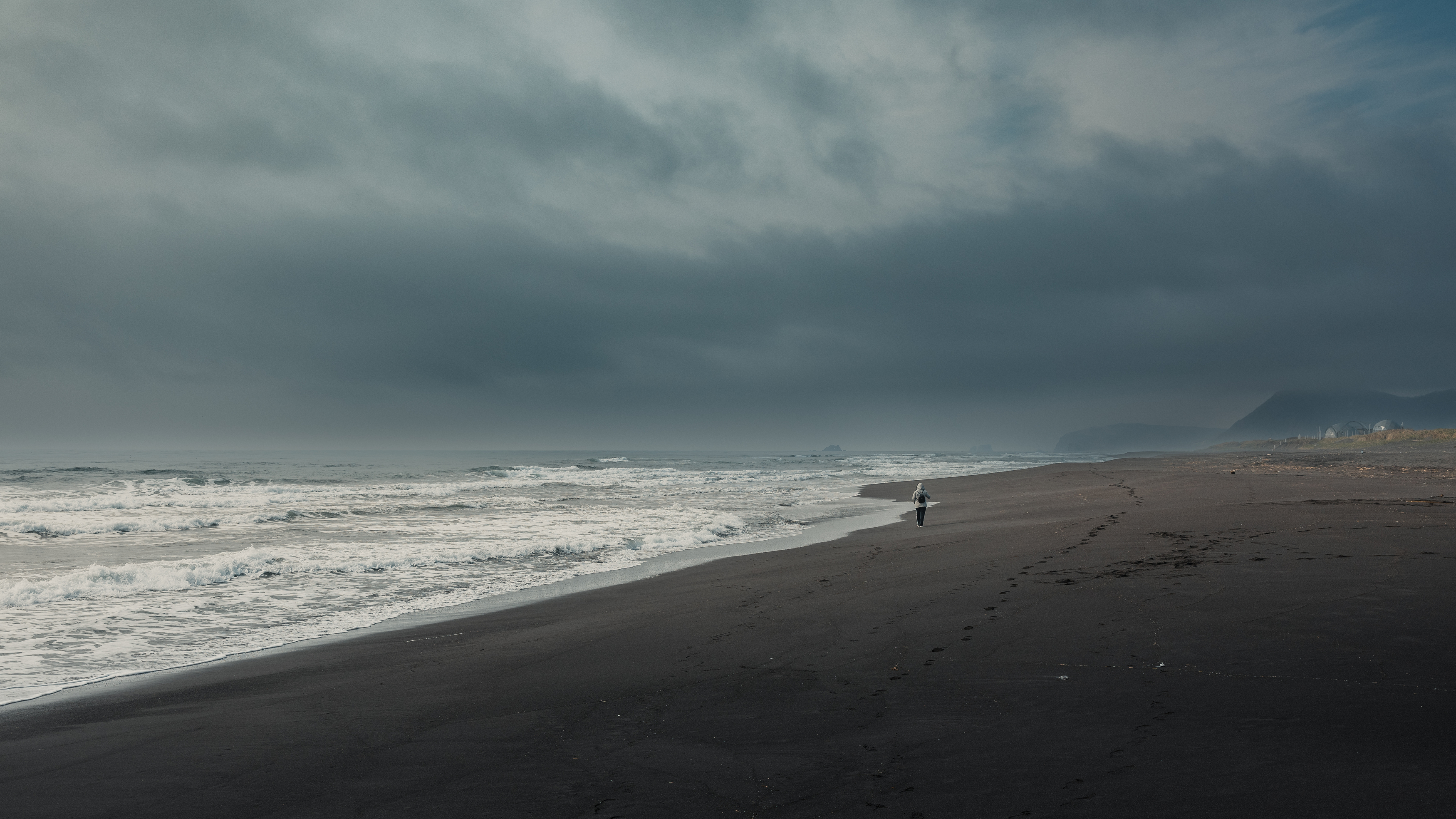 халактырский пляж, океан, камчатка, утро, тучи, прилив, Vladimir goiiiguk