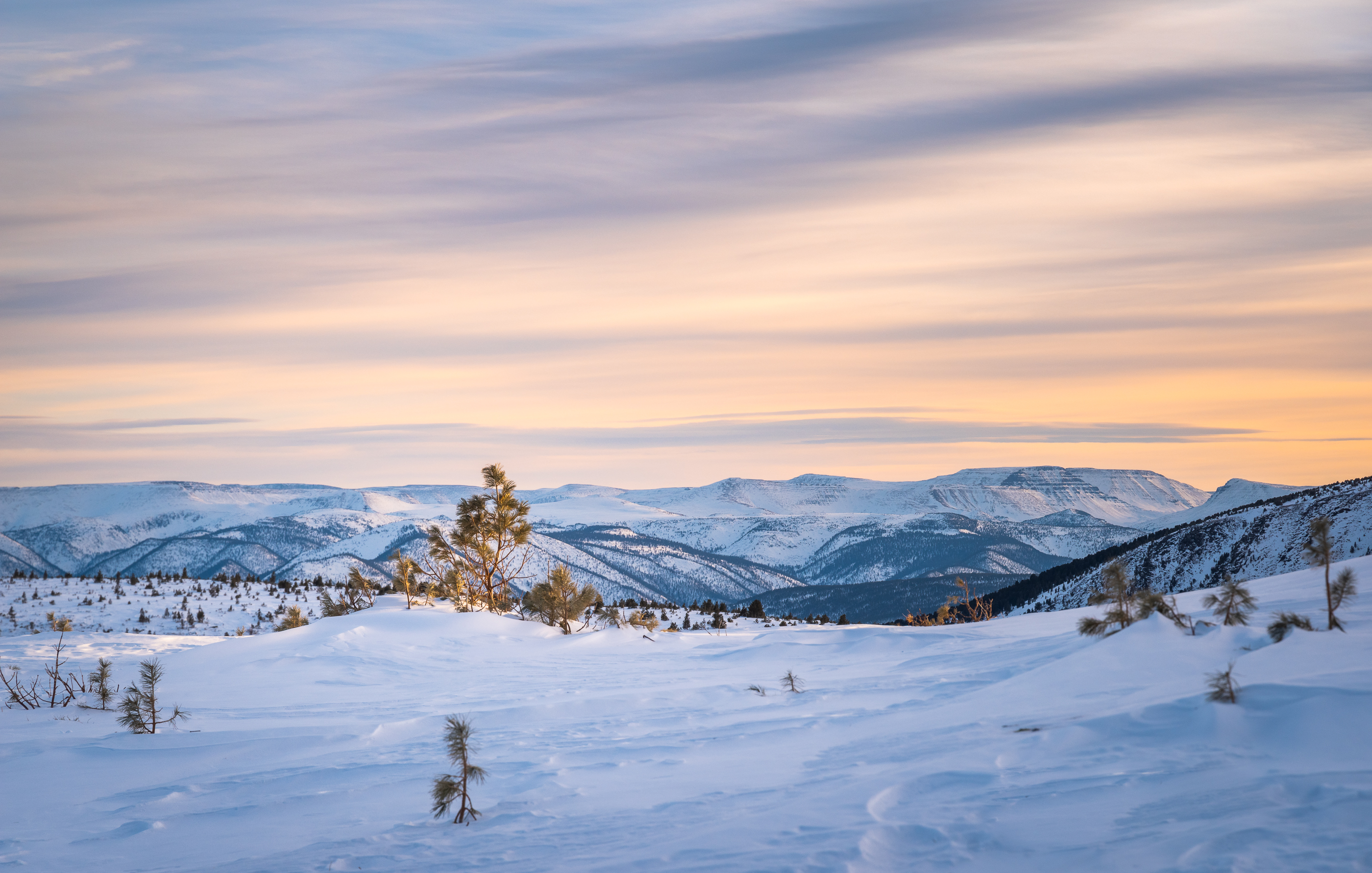 Зима, снег, Хамар-Дабан, Прибайкалье, закат, Evgeniy Khilkevitch