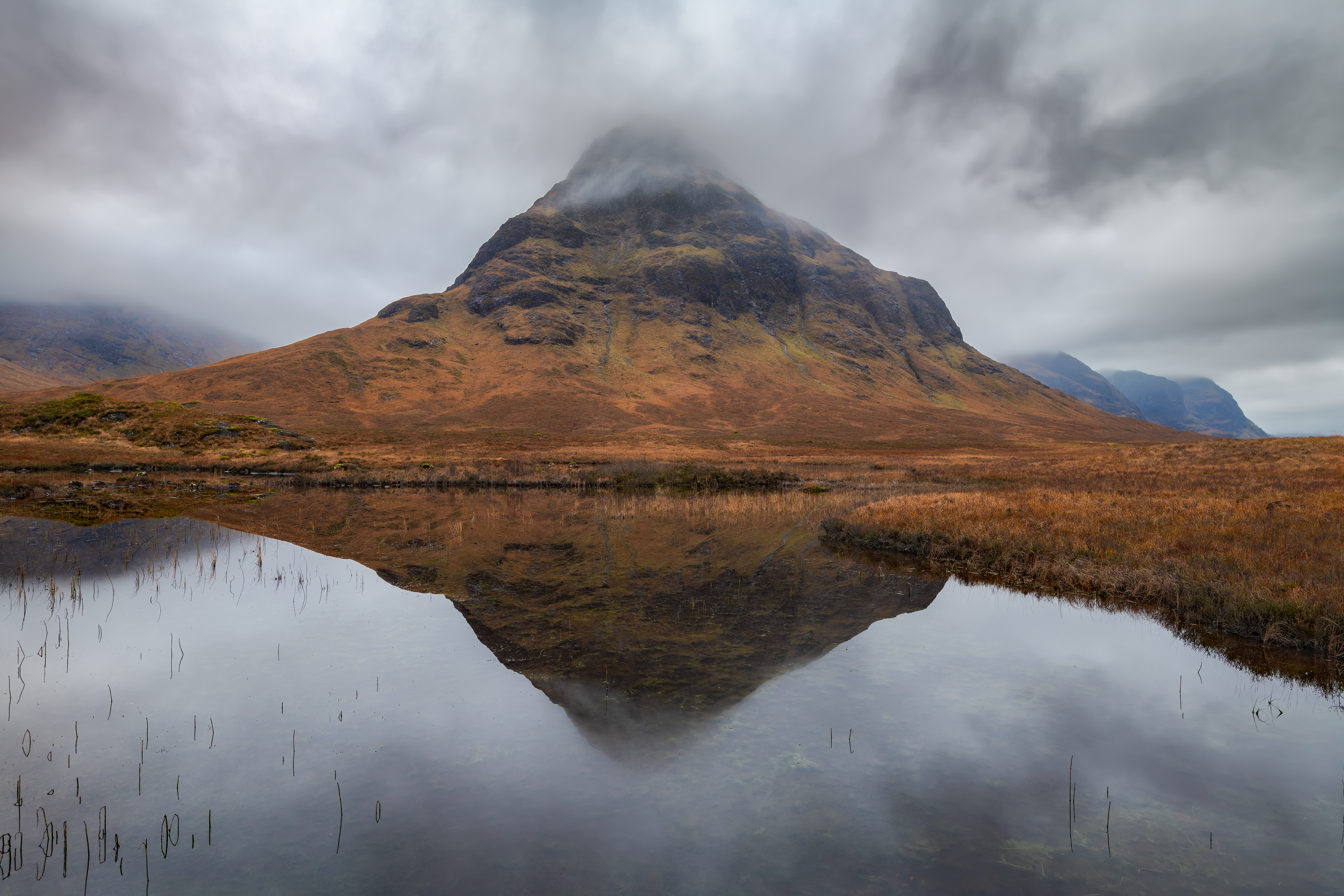 шотландия, великобритания, высокогорье, долина, гленко, гора, утро, вечер, озеро, берег, осень, горы, uk, scotland, highlands, buachaille etive mor, evening, morning, shore, lake, mountain, autumn, glencoe, valley, Эрнест Вахеди