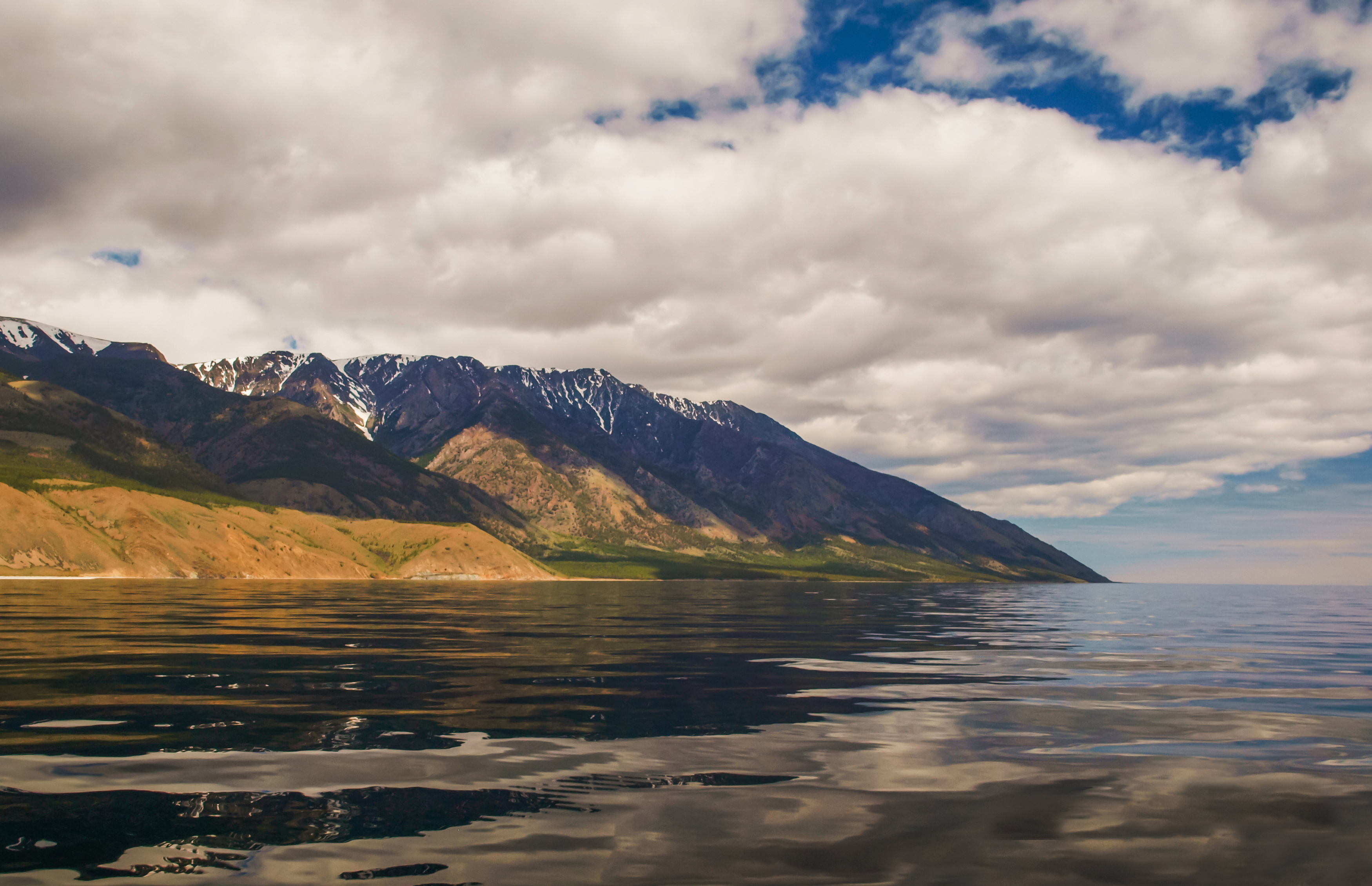 горы озеро пейзаж облака отражение утро весна, Мурзинов Виктор