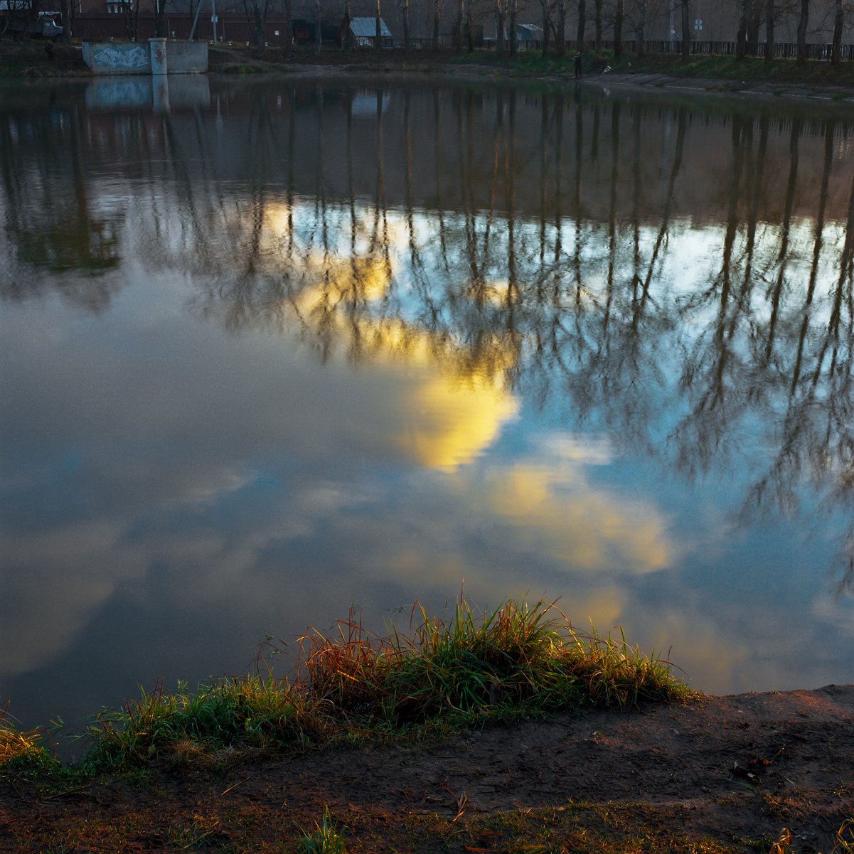 Вода., Облака., Осень., Плотина., Утро., Александр Резников