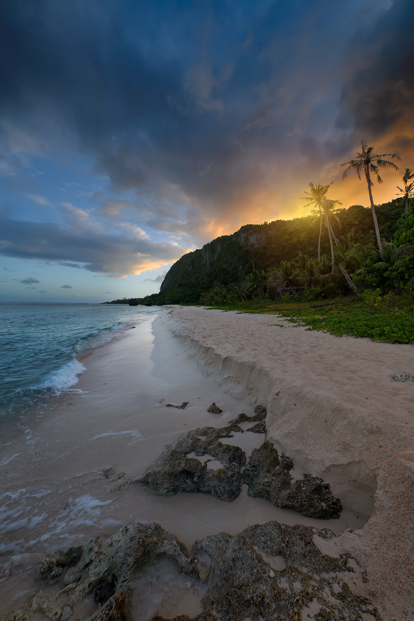 ocean, sunrise, palms, beach, sand, guam, Gubski Alexander