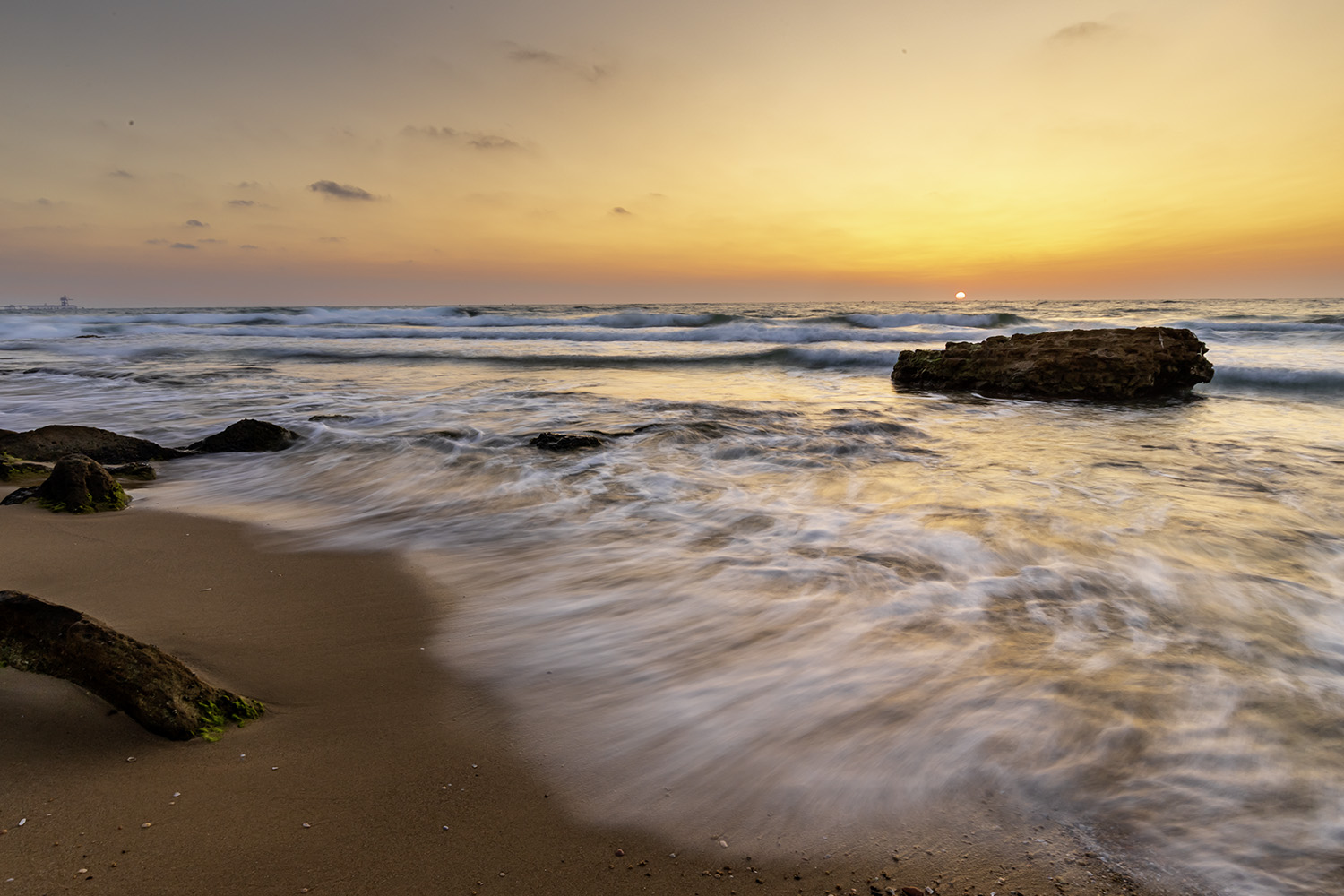 sea, seascape, sunset, landscape, beach, marina, rocks, Nikolay Tatarchuk
