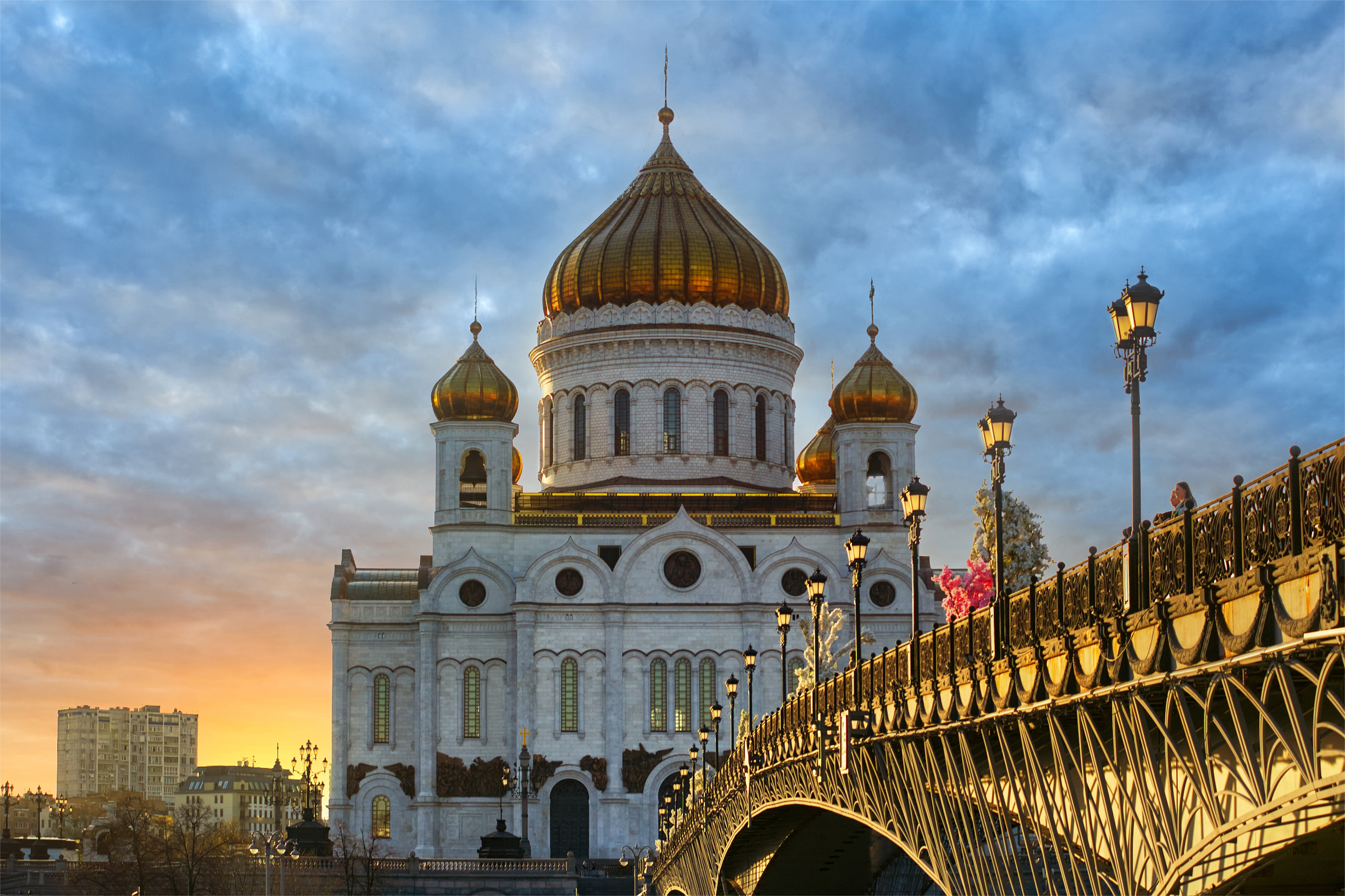 город, архитектура, мост, москва, вечер, закат,, Михаил Кудрявцев