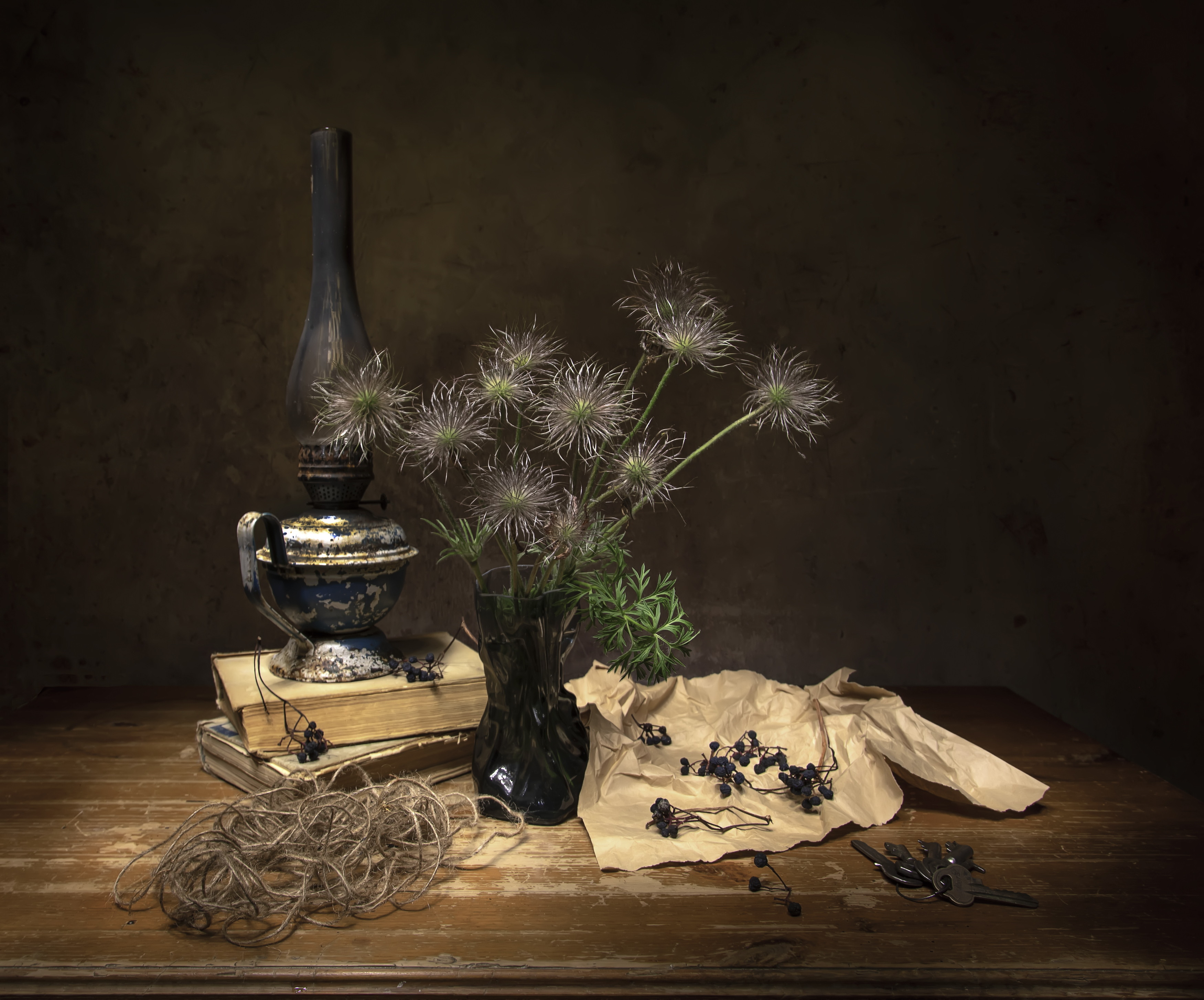 натюрморт, сон-трава, керосинка, Татьяна Феденкова