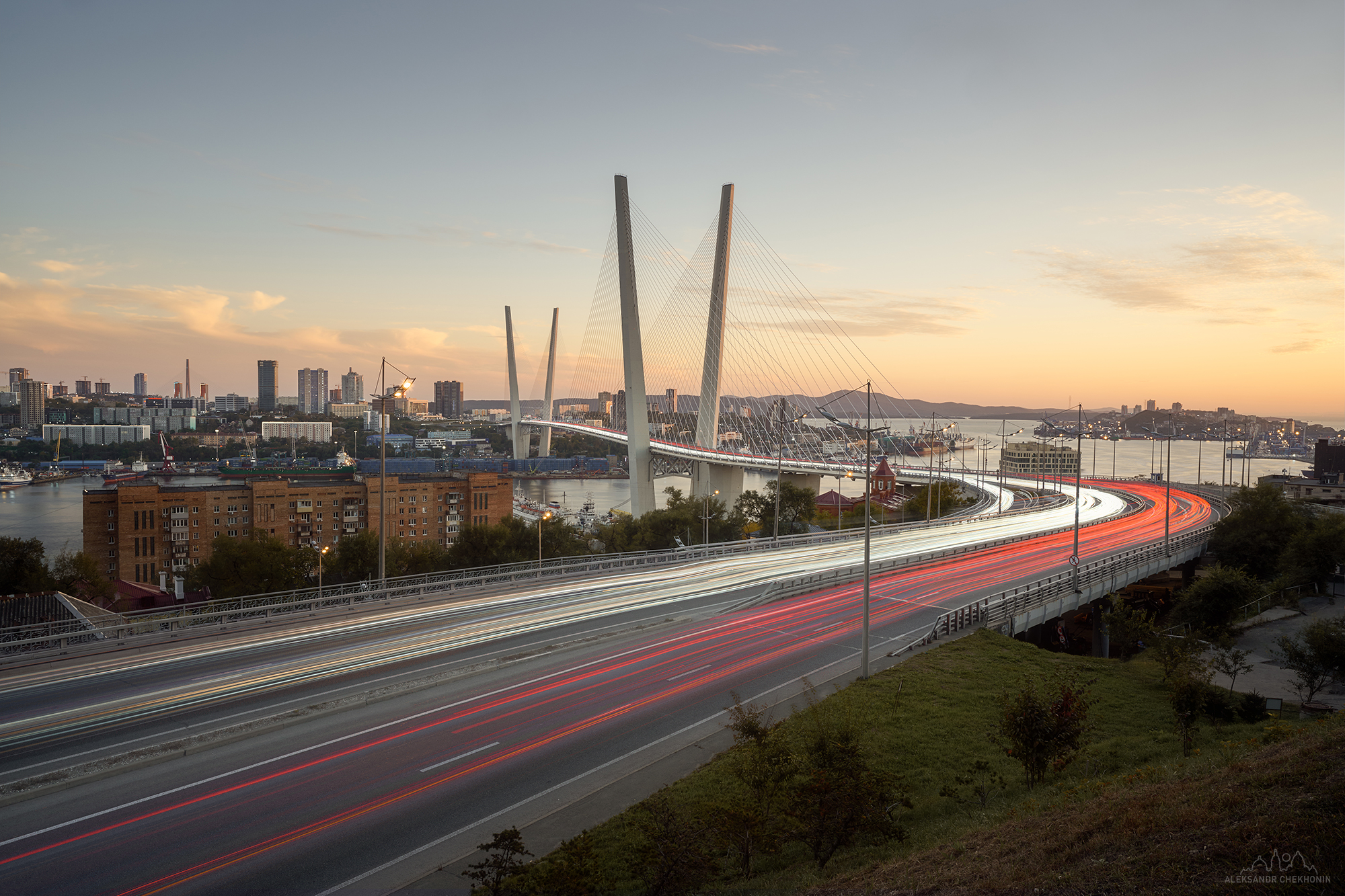 Владивосток, золотой мост,вечер, Чехонин Александр