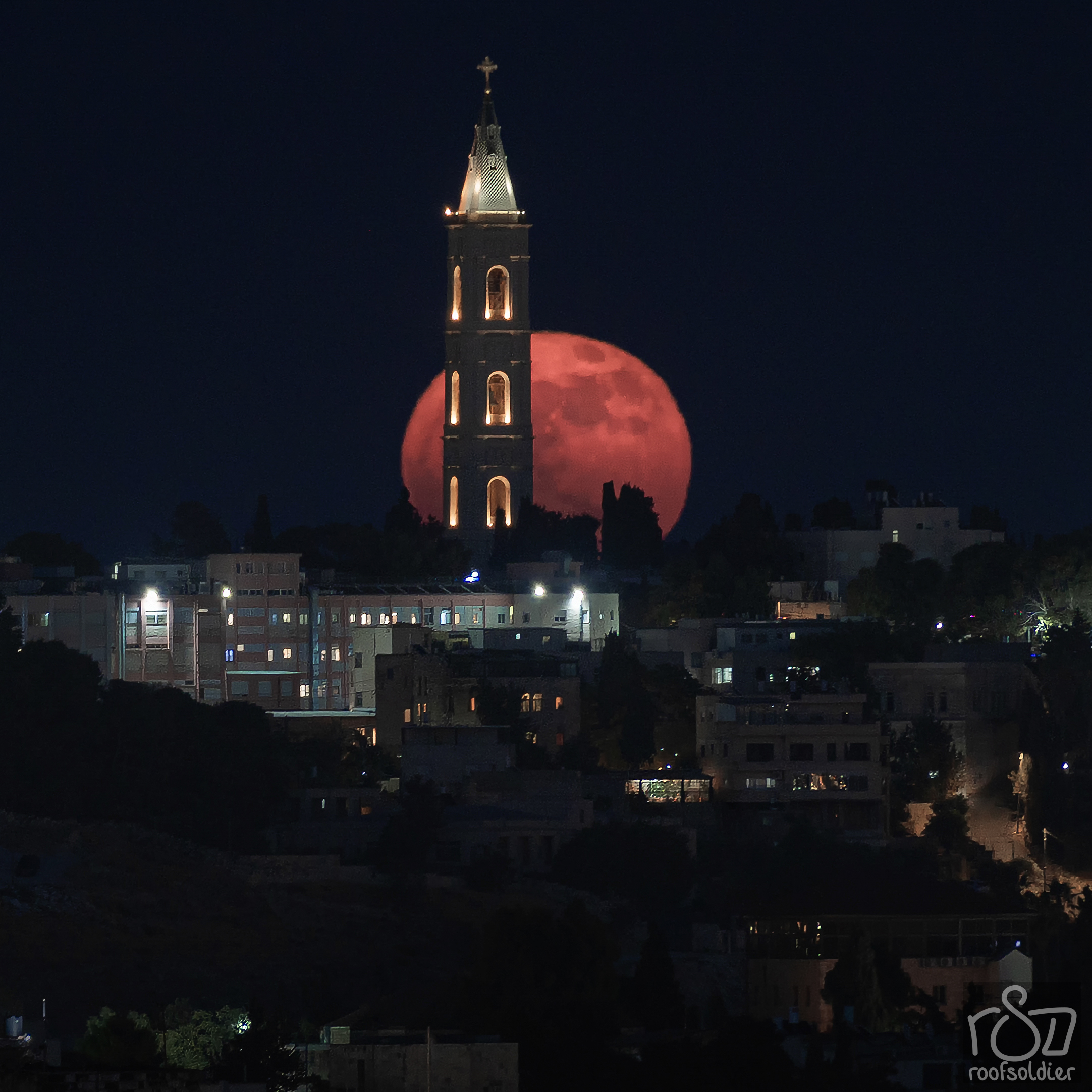 Jerusalem, Israel, Palestine, moon, full moon, city, cityscape, landscape, postcard, Голубев Алексей