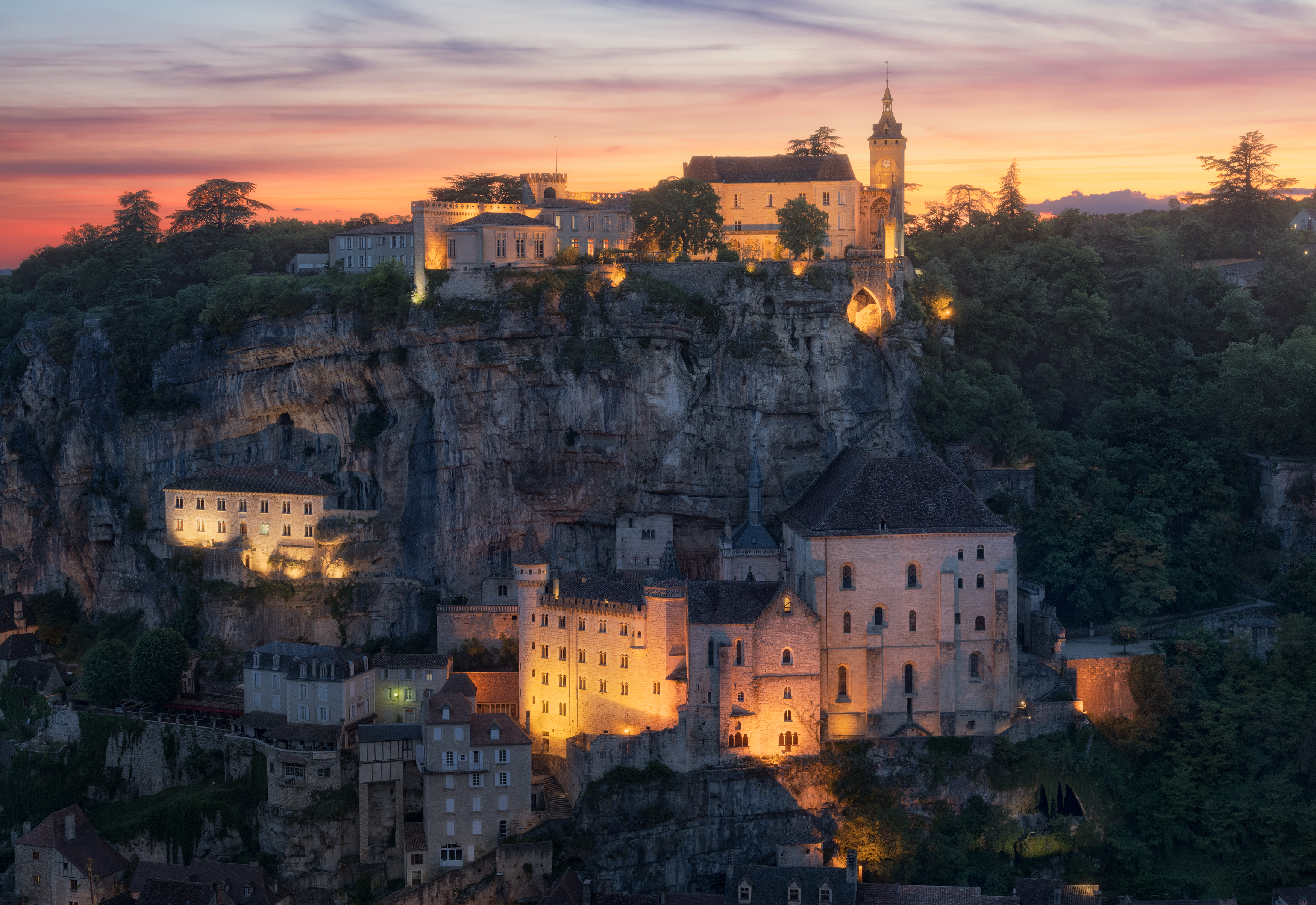 франция, рокамадур, закат, рассвет, вечер, утро, восход, замок, крепость, скалы, обрыв, аббатство, монастырь, окситания, france, rocamadour, sunset, sunrise, sun, evening, abbey, town, bordeaux, dordogne, occitane, Эрнест Вахеди