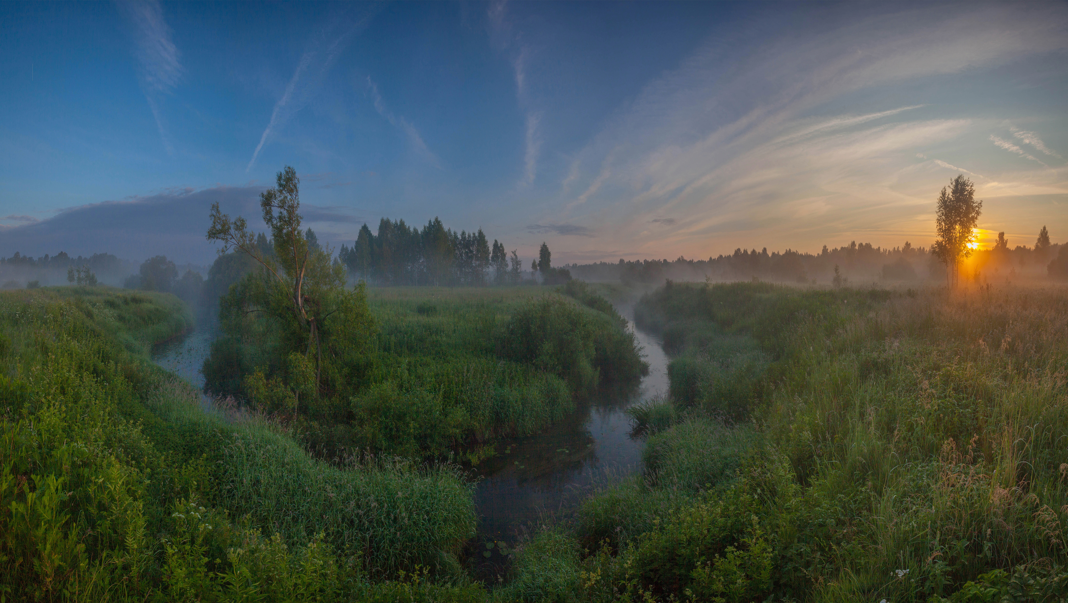 рассвет, река, поле , лес, Свистков Александр