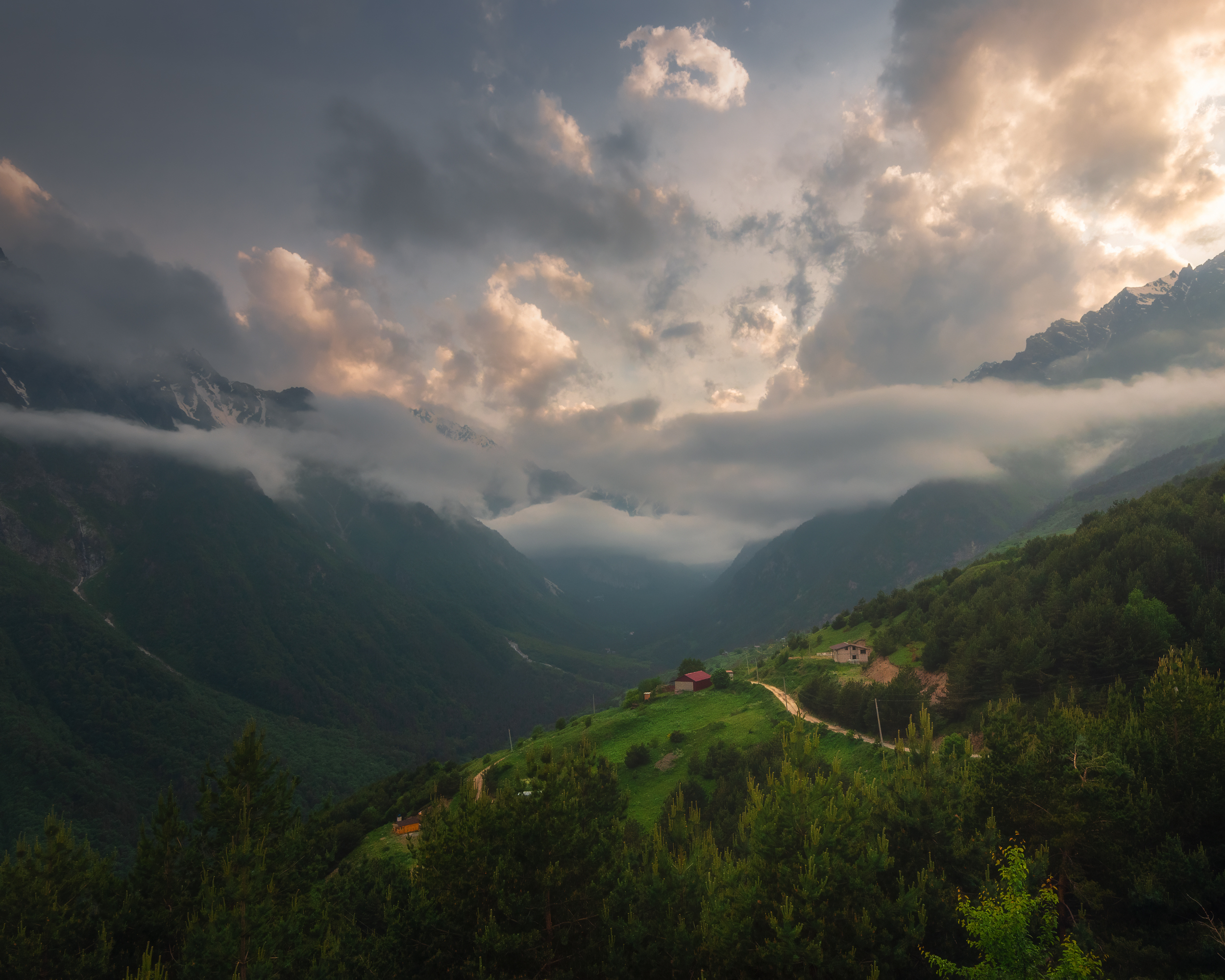 цей, северная осетия, горы, закат, облака, Nargiza Kakharova