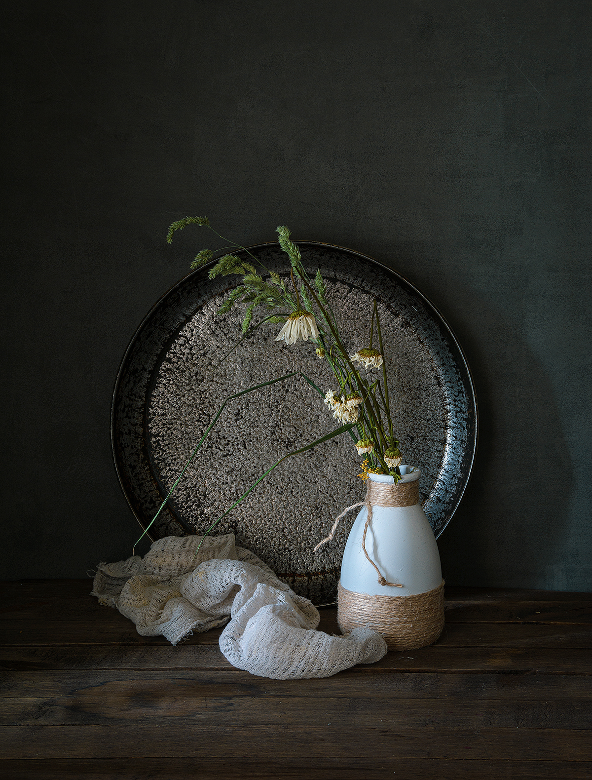 цветы, ромашки, трава, сковорода, марля, Алексей Бычков