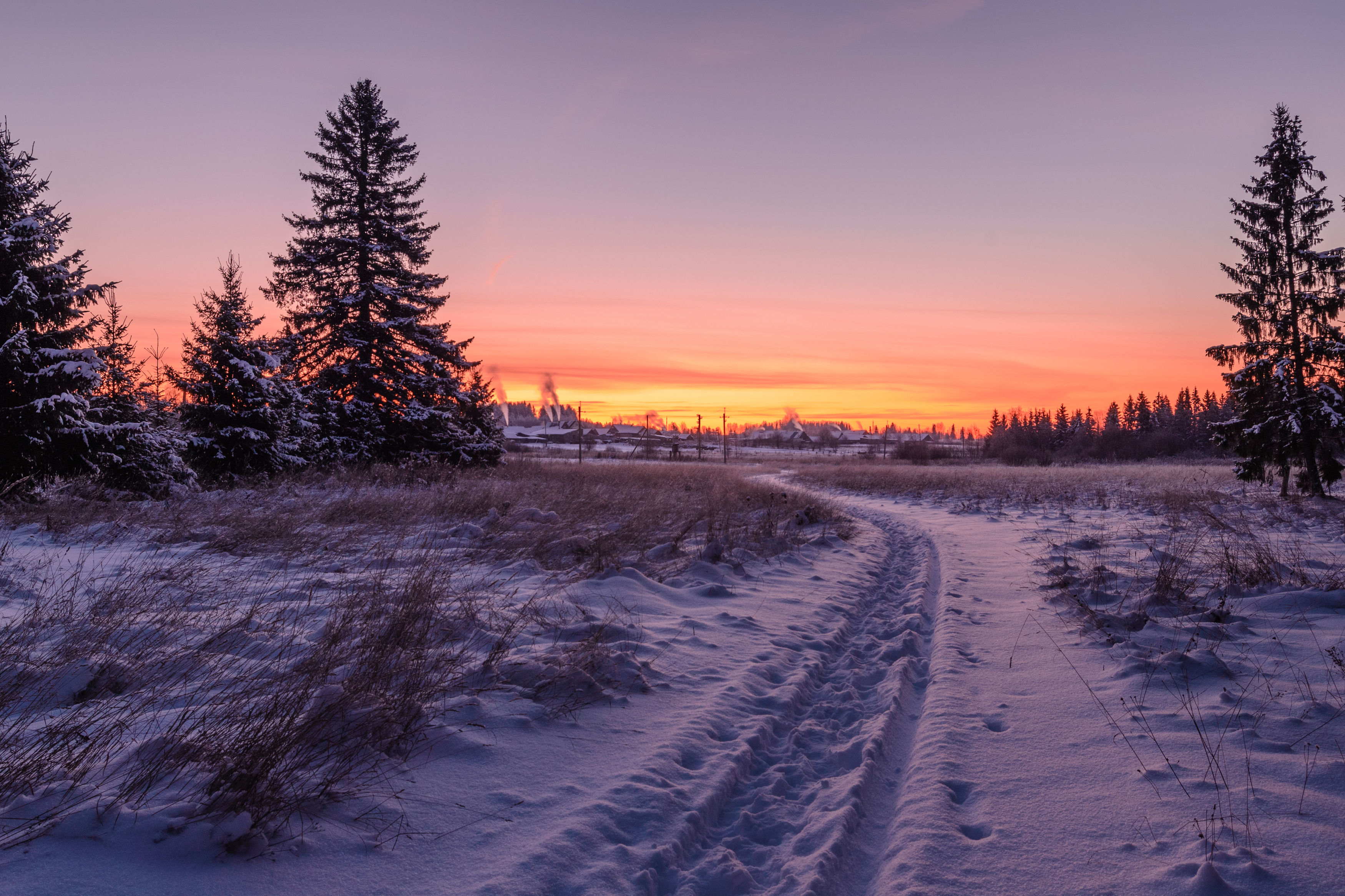 winter, sunrise, landscape, village frosty, зима, рассвет, пейзаж, деревня, Набоков Андрей