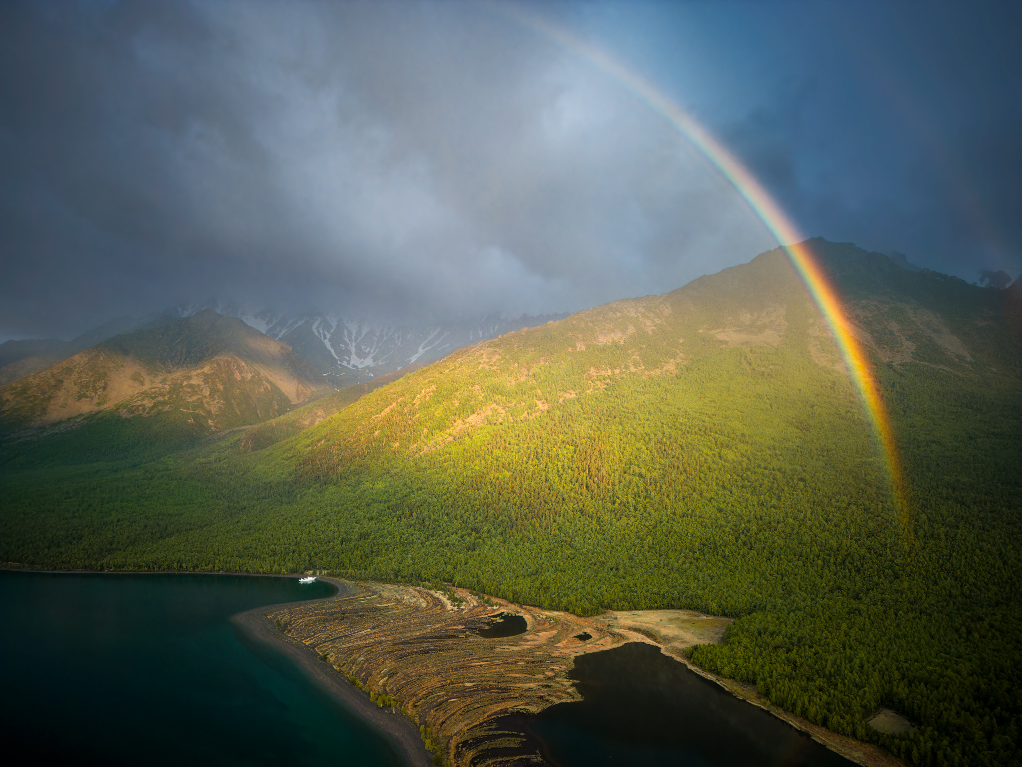 байкал, радуга, горы, тучи, гроза, Леонтьев Константин
