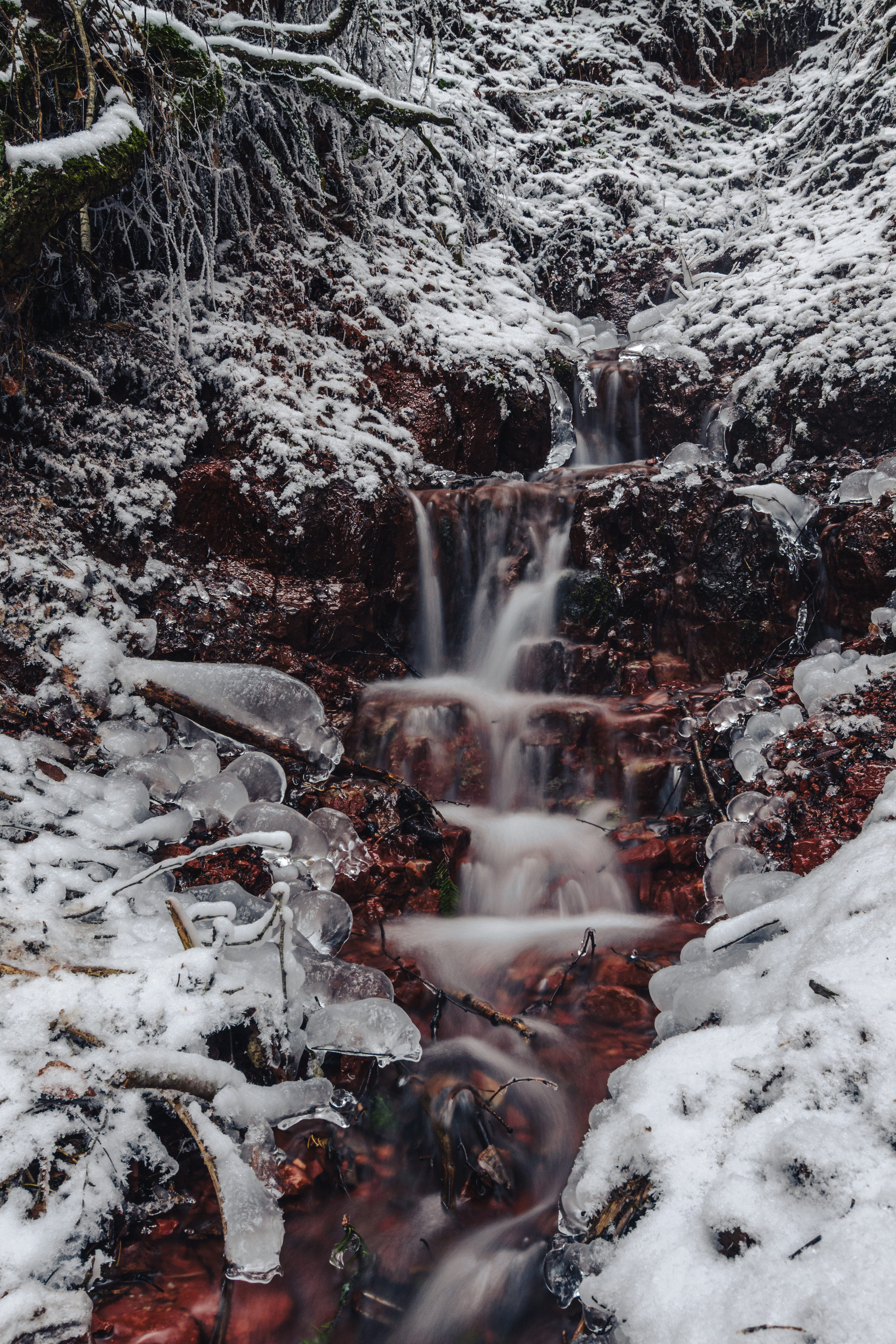 snow, waterfall, ice, water, водопад, лед, снег, ноябрь, Набоков Андрей