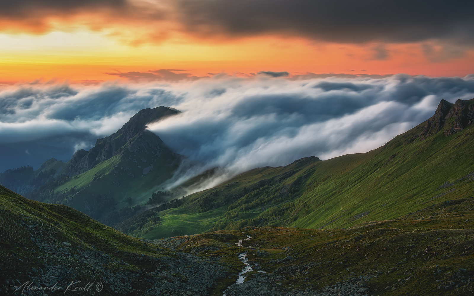 маркопидж, горы, облака, вечер, закат, июнь, Круль Александр