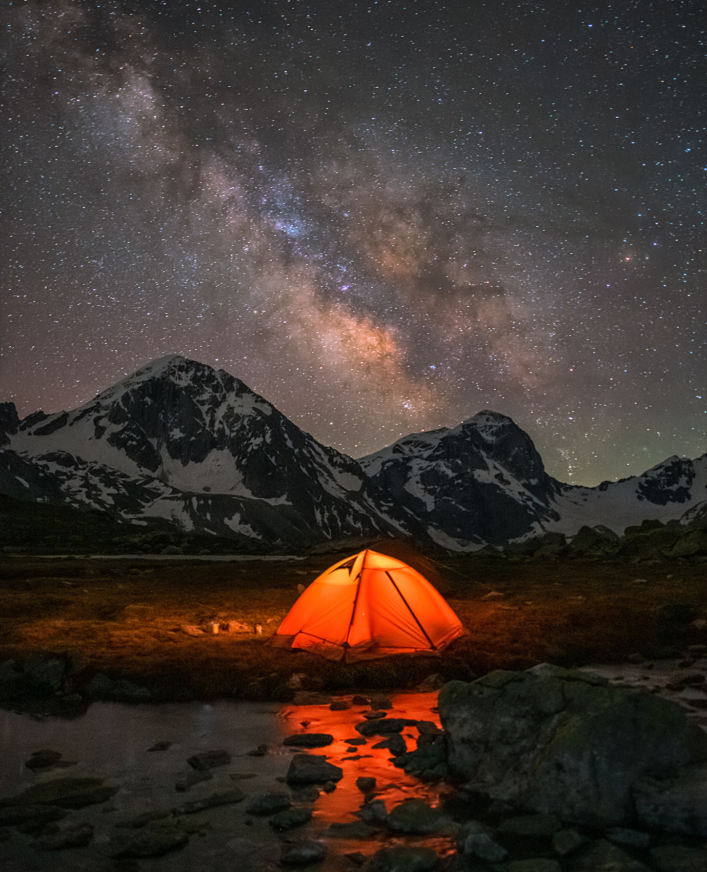 карачаеао черкесия, узункол, долина, мырды, озеро, ночь, млечный путь, Мысливцев Николай