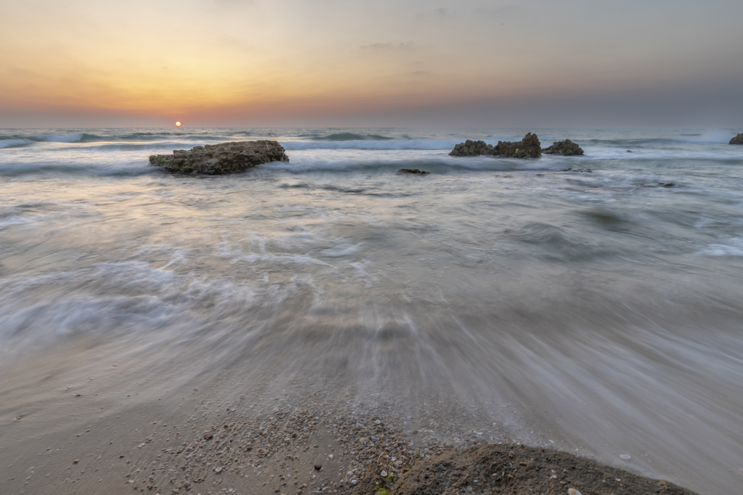 sea, seascape, sunset, landscape, beach, marina, rocks, Nikolay Tatarchuk