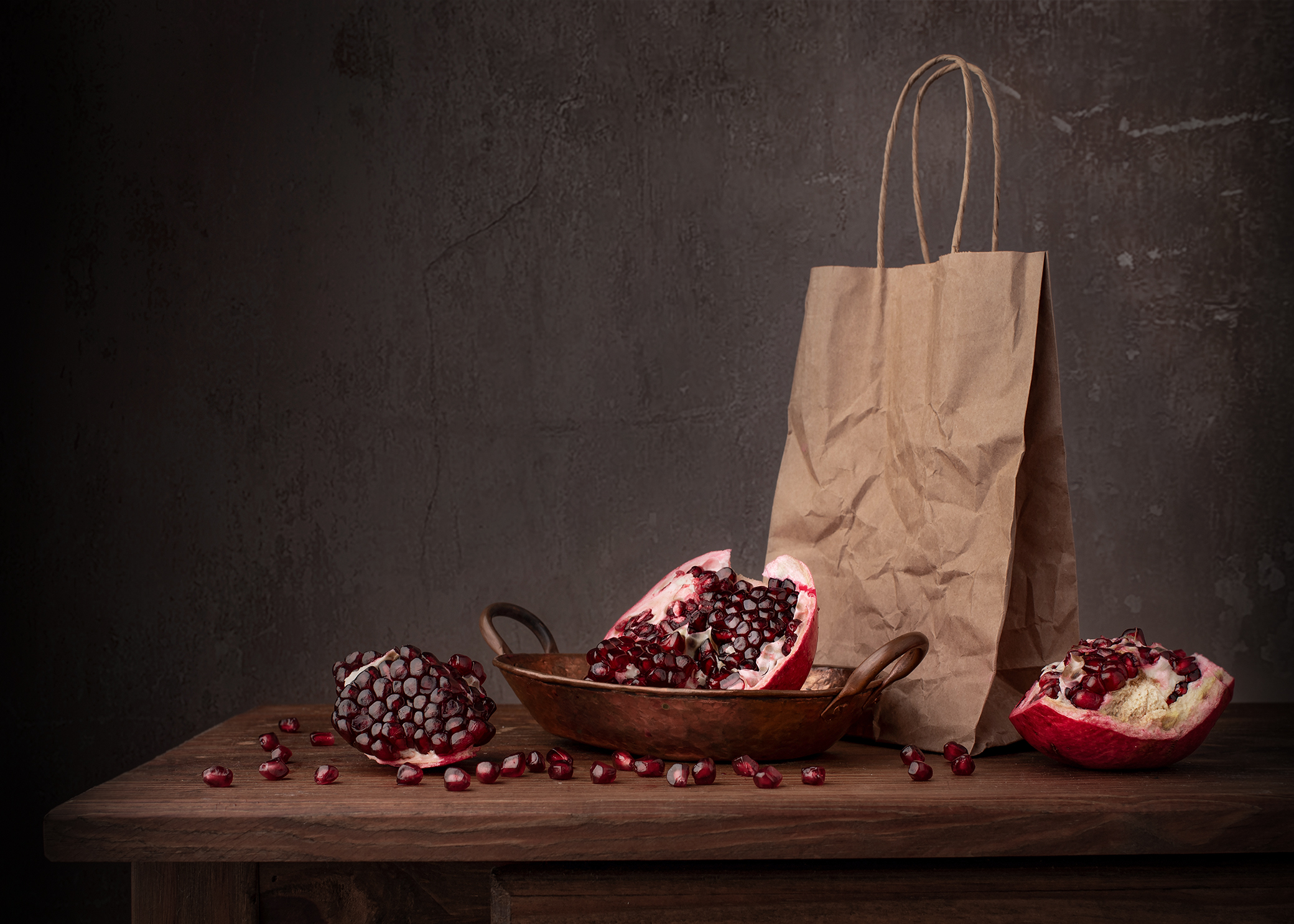 Still life, Pomegranate, light, colors, texture, Maria Margareth Perfoncio