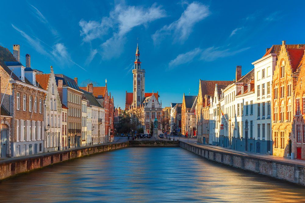 Брюгге Бельгия канал утро солнце зима Canal Spiegelrei Bruges Belgium, Коваленкова Ольга