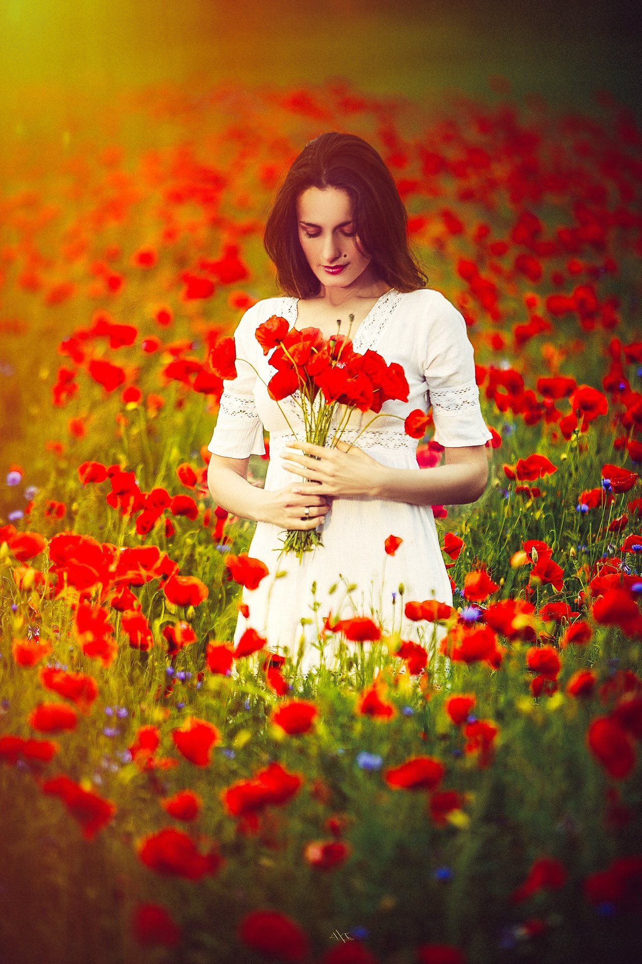 Flowers, Natural light, Poppy, Portrait, Woman, Руслан Болгов (Axe)