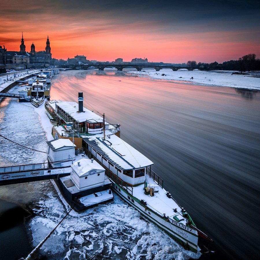 Germany, Elbe, frozen, beautiful place, travel, city, clouds, architecture, cathedral, Europe, ship, Tomas Morkes