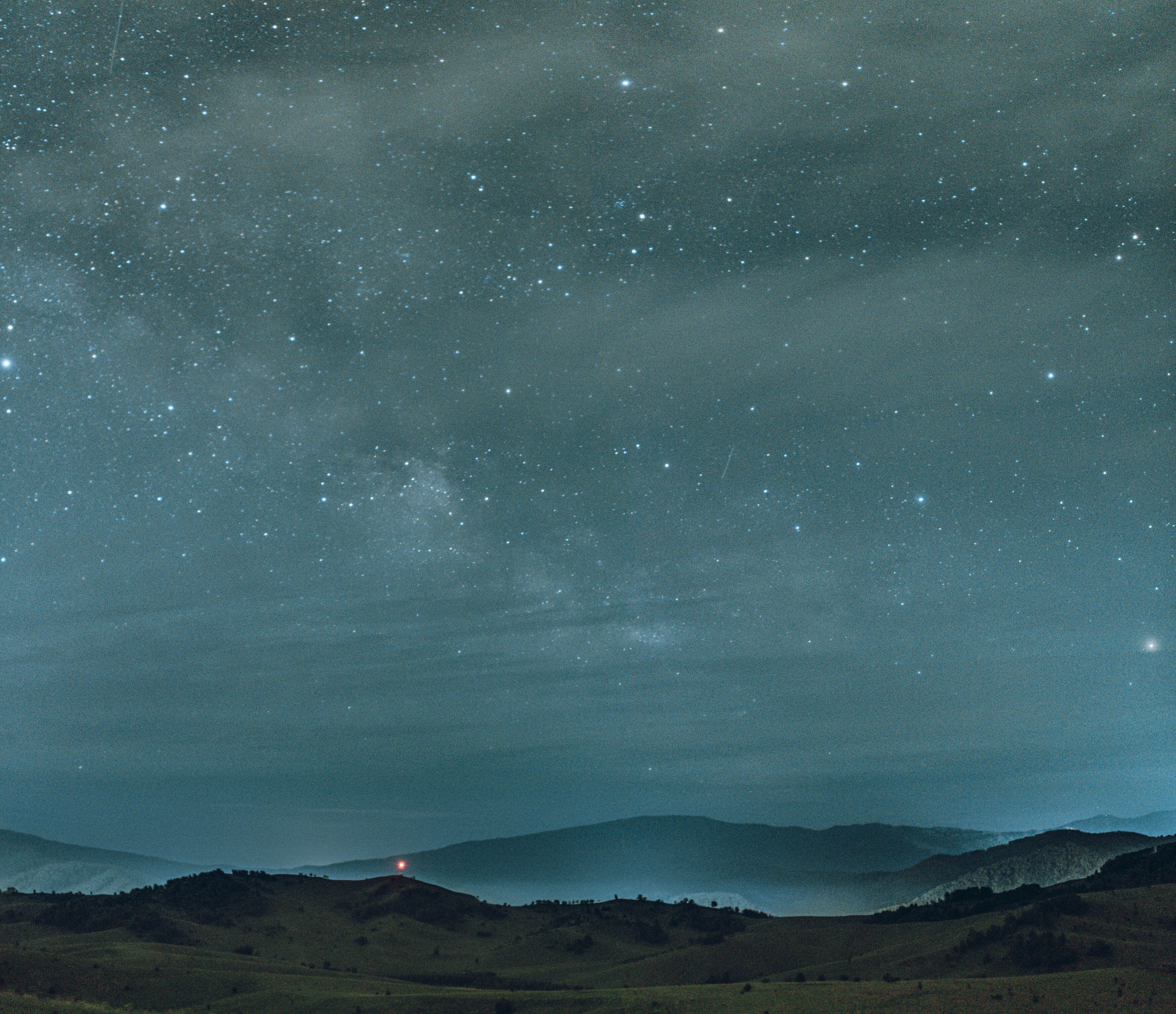 Горы, ночное небо, звезды, млечный путь, лес, Алтай, Denis Koshkin