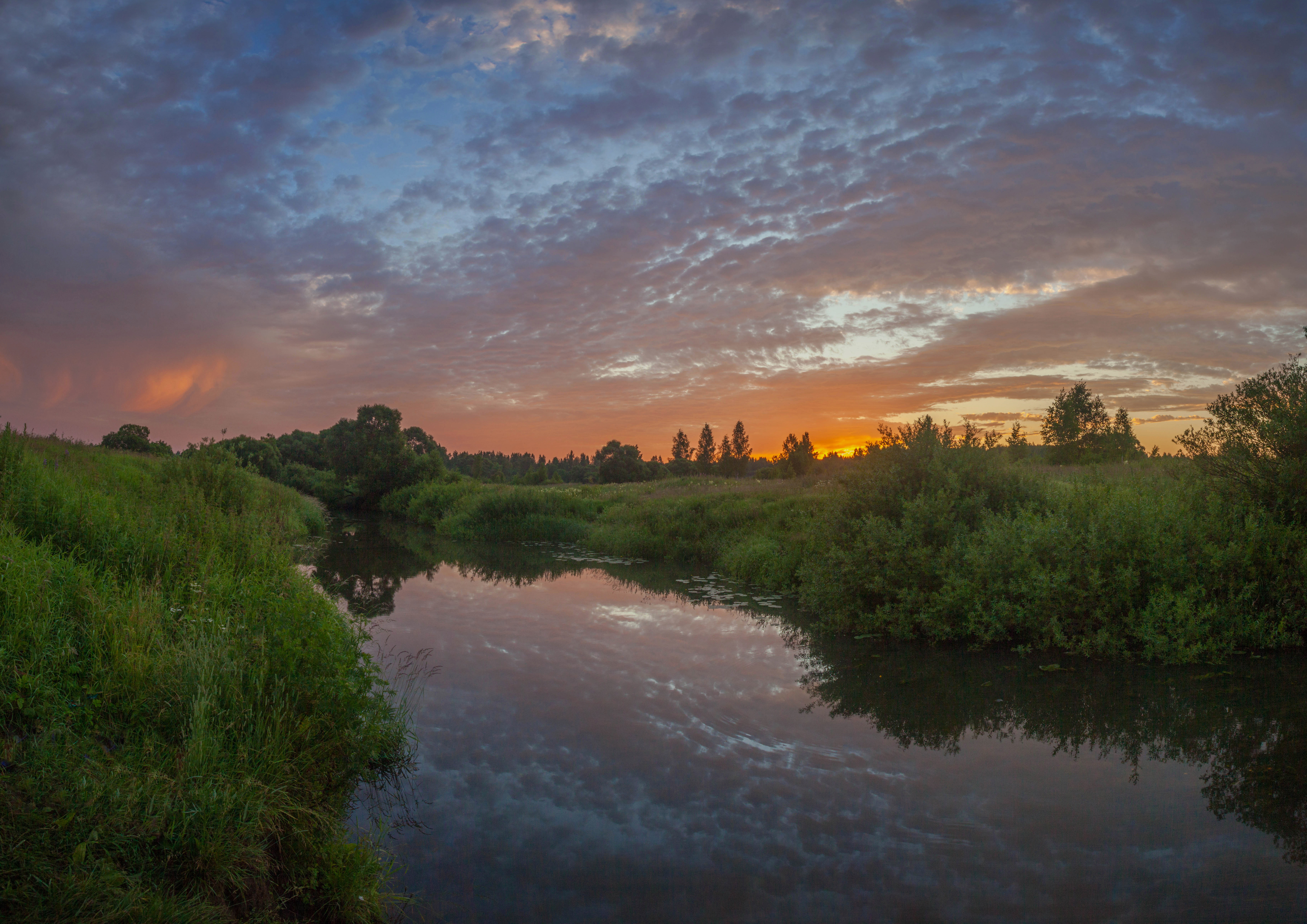 река, облака, рассвет, Свистков Александр