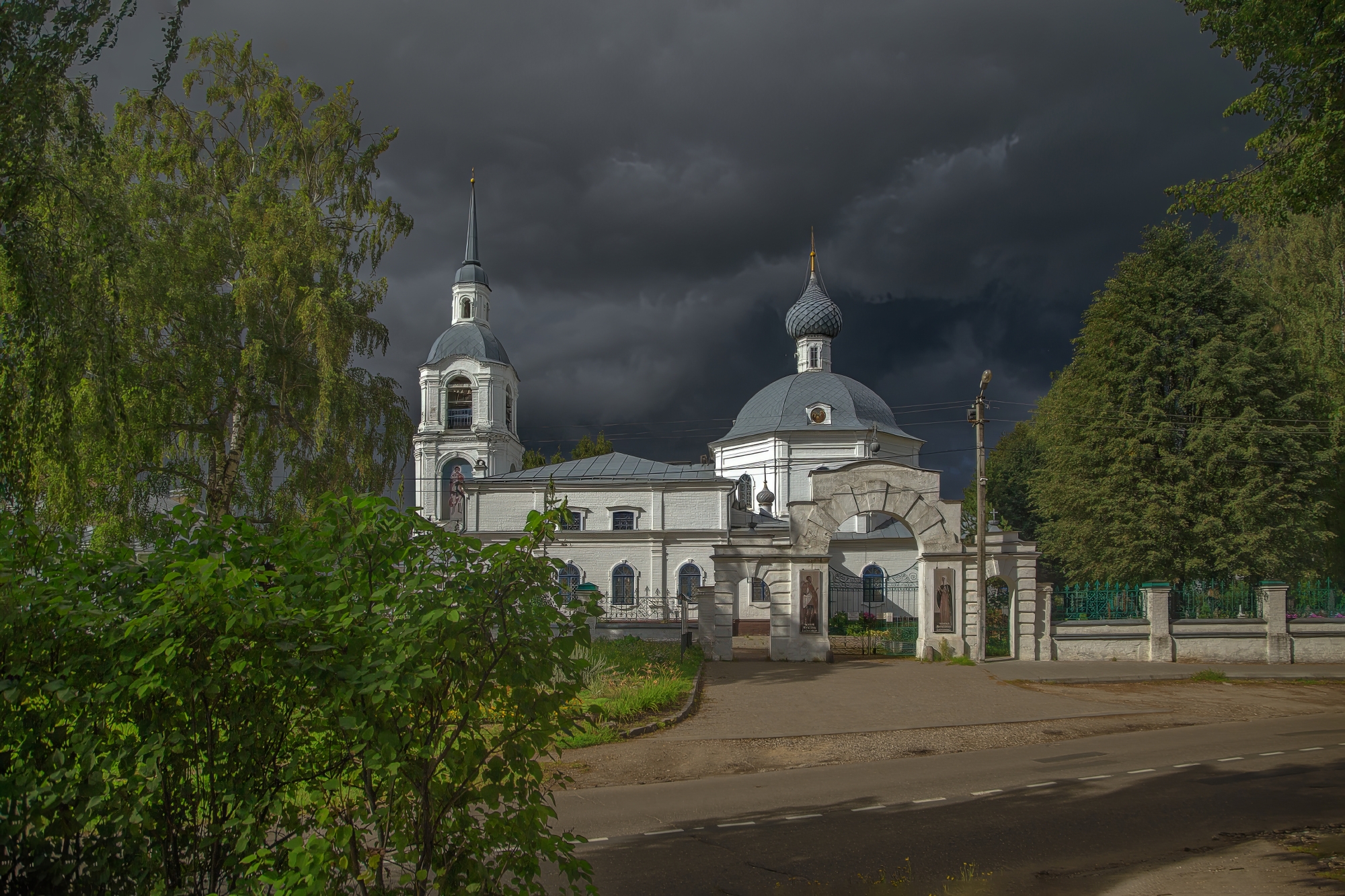 церковь, пейзаж, небо, лето, гроза, Макаров Роман